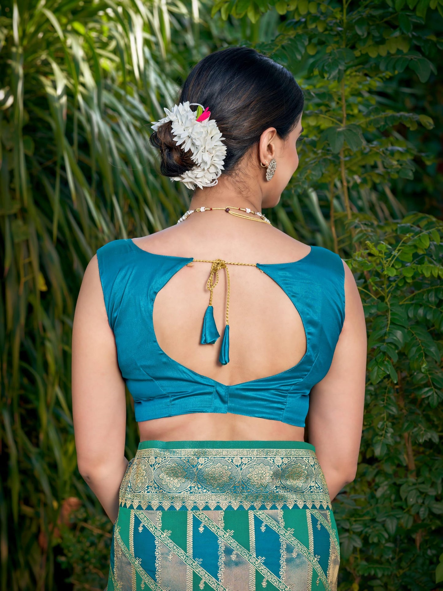 MANOHARI Women's Most Trendy Banarasi Satin Silk Woven Turquiose Blue Saree With Heavy Jacquard Work Saree With Blouse Piece_MN2042