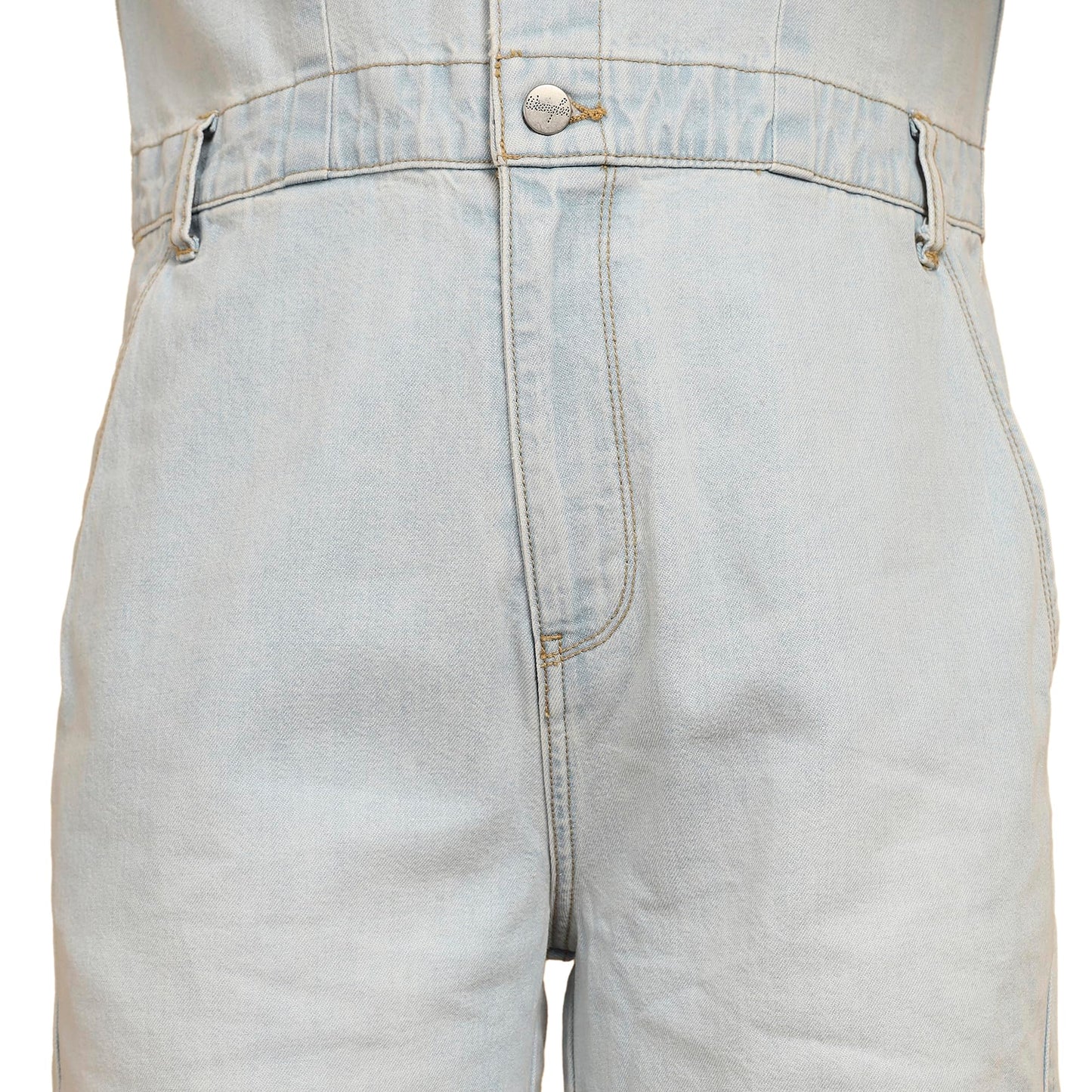 Wrangler Women's Solid Blue Classic Regular Fit Jumpsuit