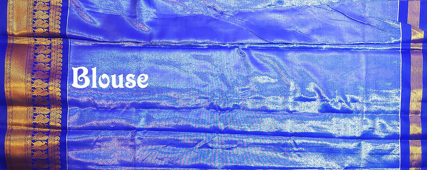 VFCollections Women's Kalamkari Kanchipuram Silk Pattu Sarees With Blouse (VFC499-1)