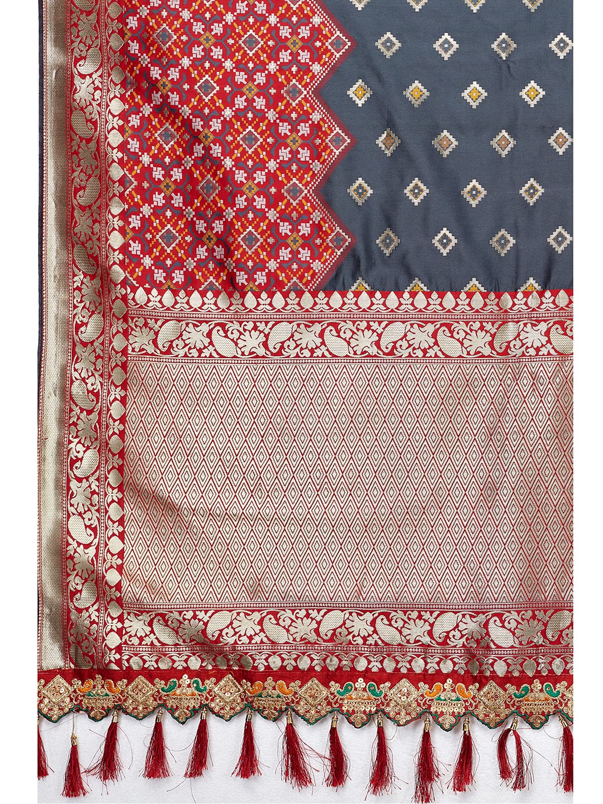 Satrani Women's Silk Saree (1712SH104_Grey)