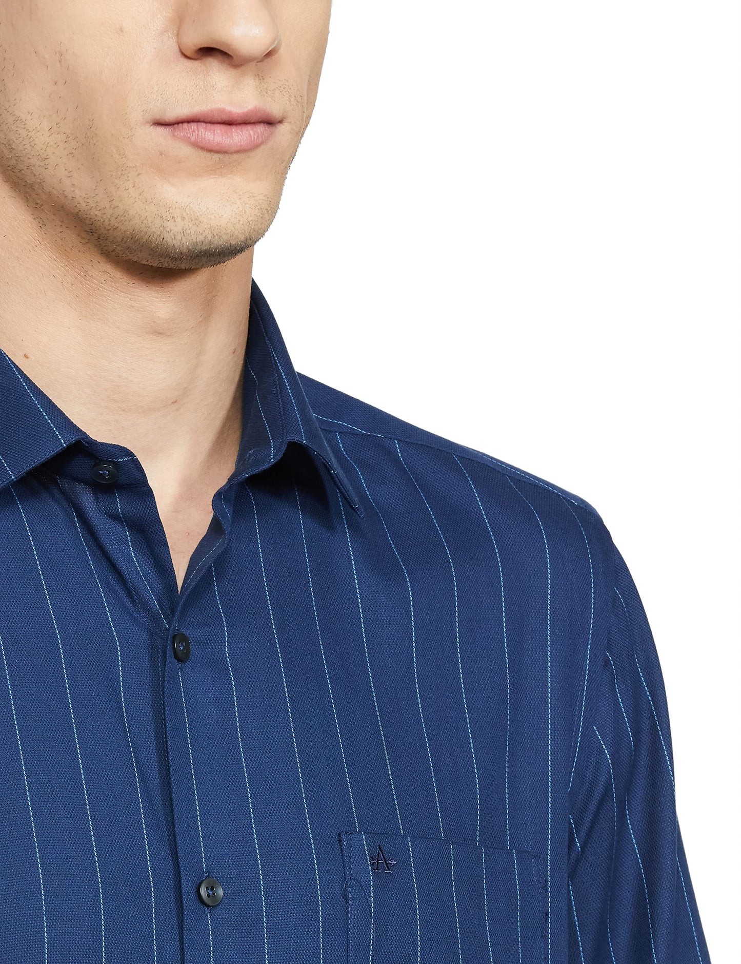 Arrow Men's Striped Full Sleeve Slim Fit Cutaway Collar Cotton Formal Shirt Blue