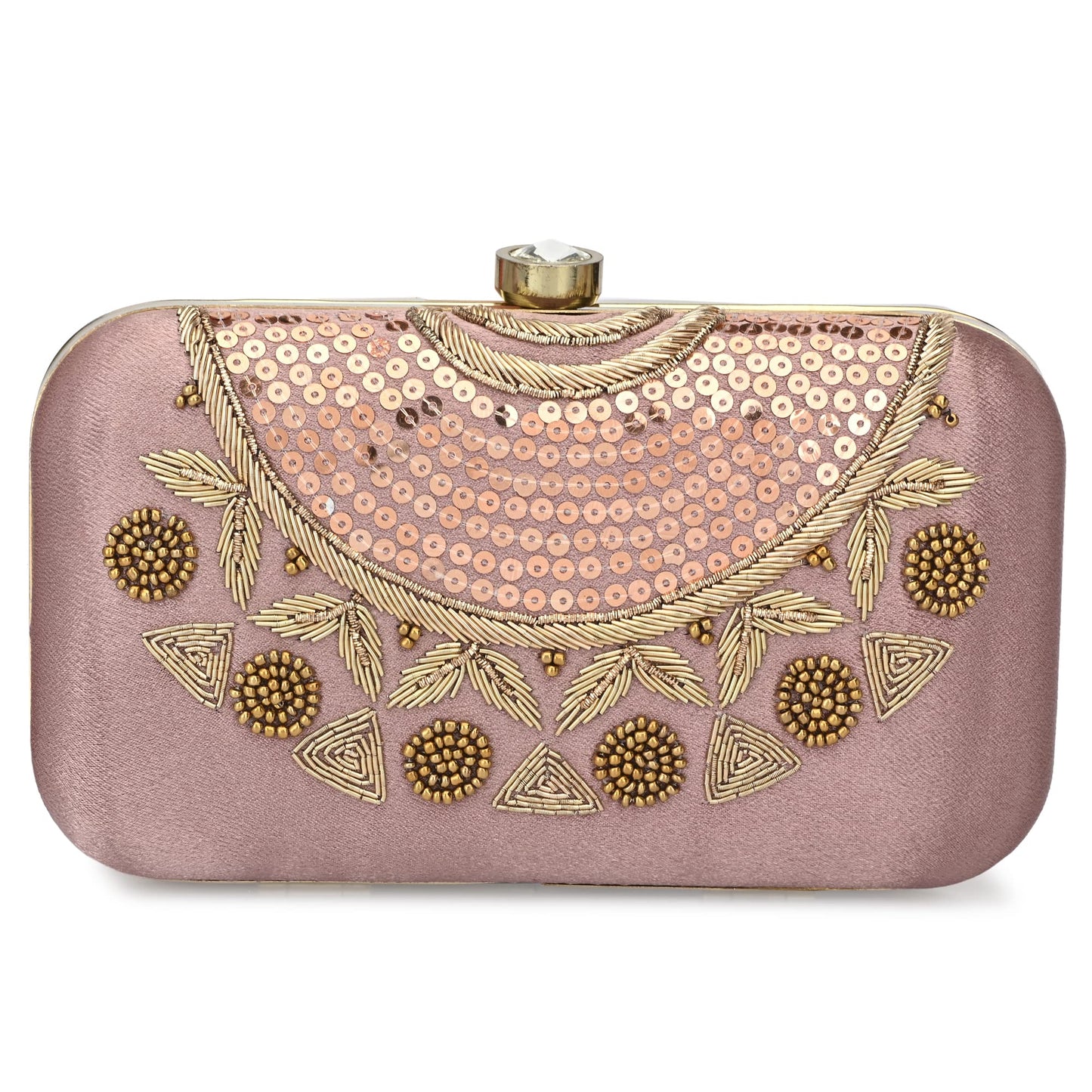 For The Beautiful You Pink Neck Embroidered Women's Clutch