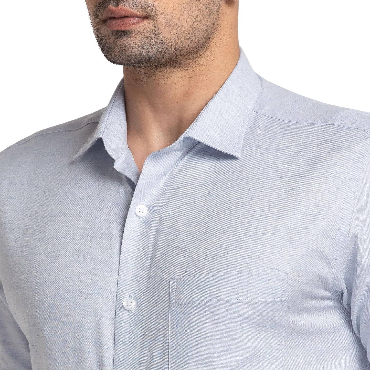 Park Avenue Men's Regular Fit Poly Cotton Blend Solid Pattern Semi Cutaway Collar Half Sleeve Formal Shirt (Size: 42)-PMSL16834-B3 Medium Blue