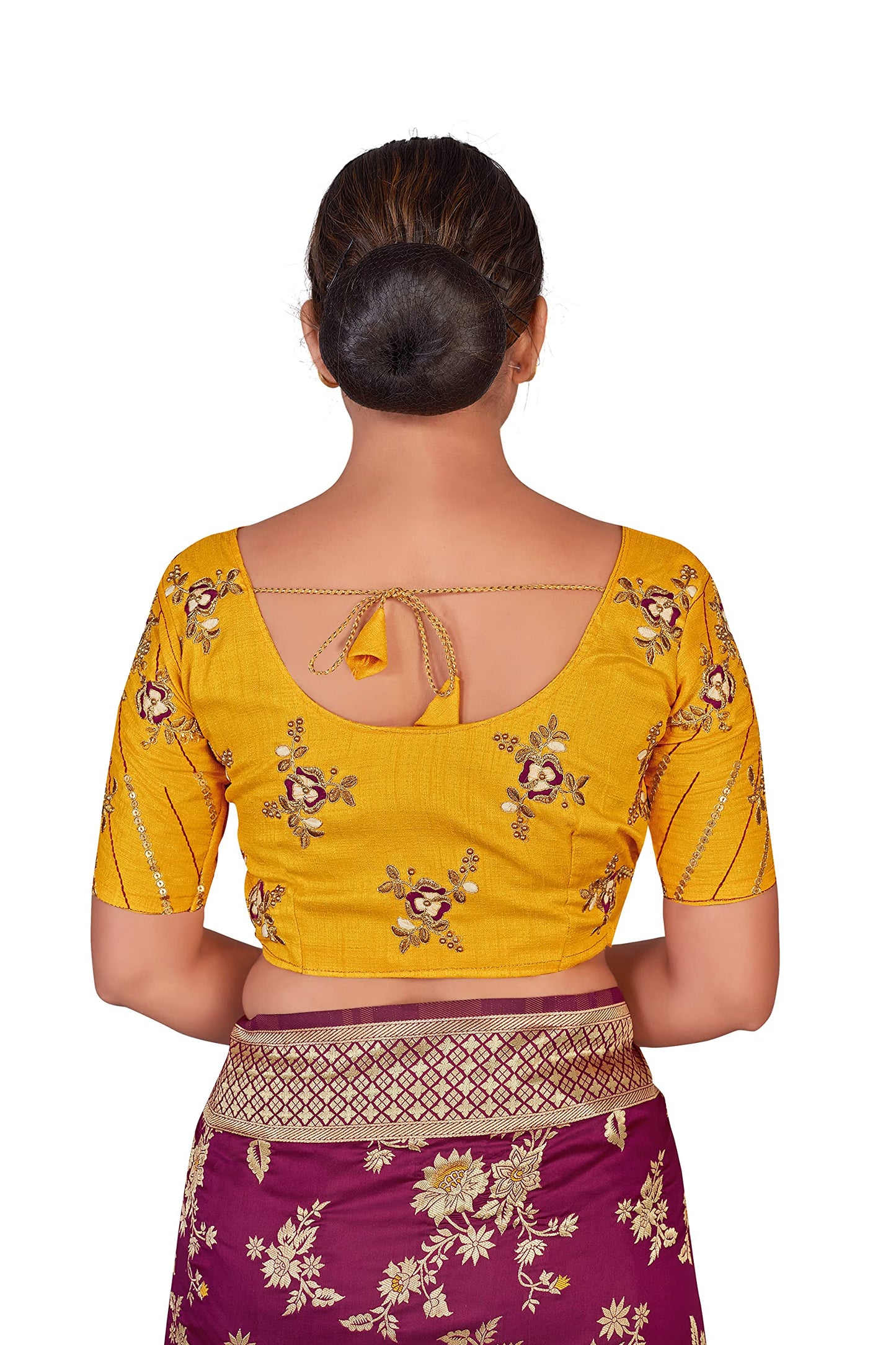 Monjolika Fashion Women's Banarasi Silk Blend Zari Woven Work With Tussles Saree Blouse Piece(37769 color) (Rani Pink)