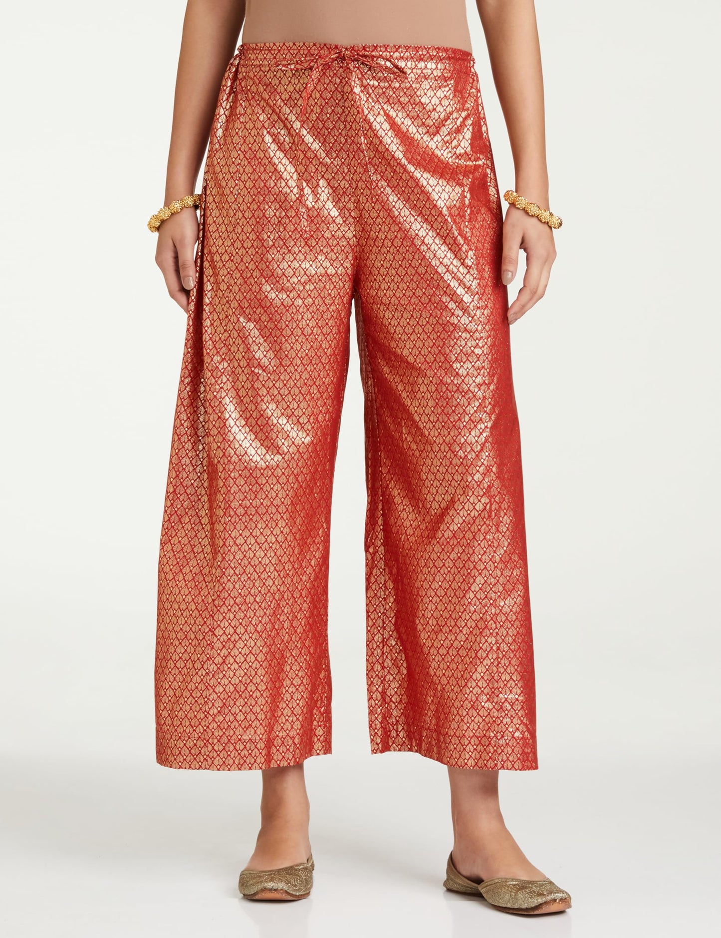 BIBA Women Cotton Printed Relaxed Salwar Kurta Dupatta(Skd7074_Red_36)