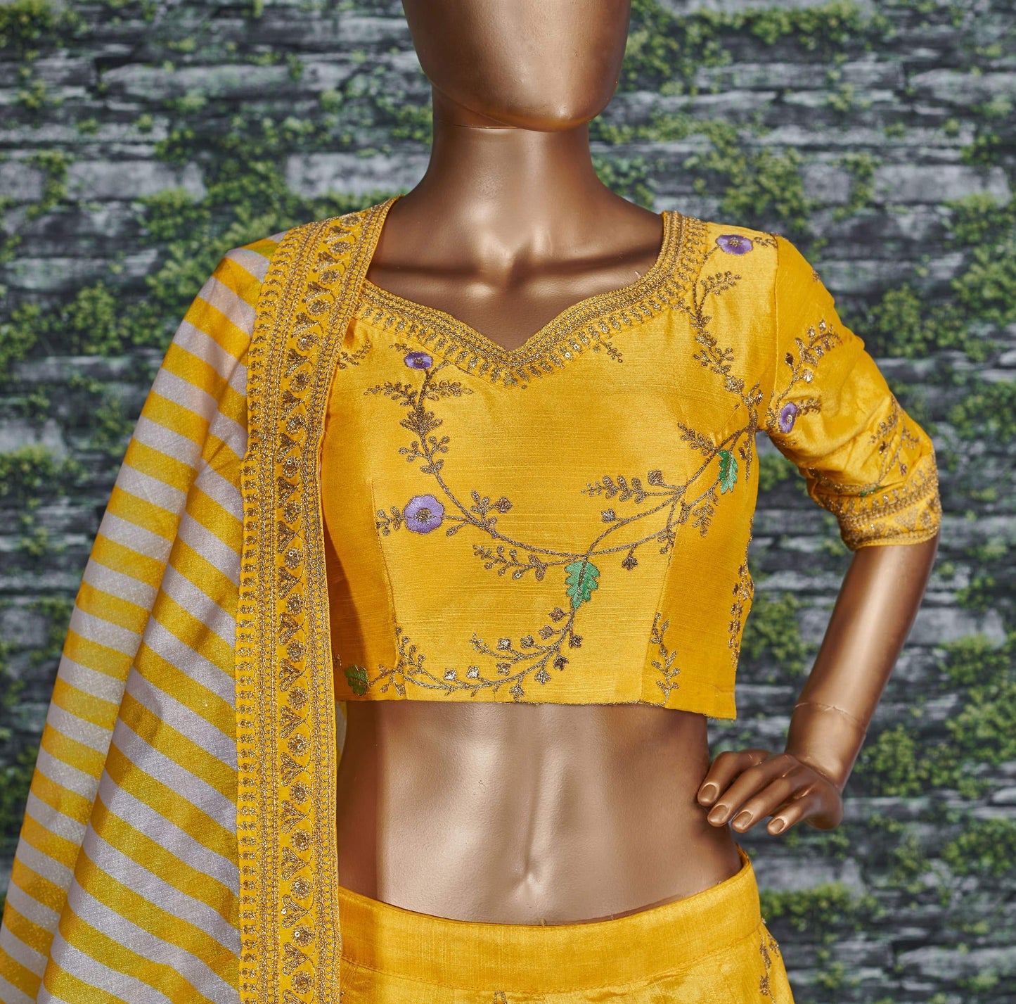 Zeel Clothing Embroidered Art Silk Semi Stitched Lehenga Choli for Women (Yellow)