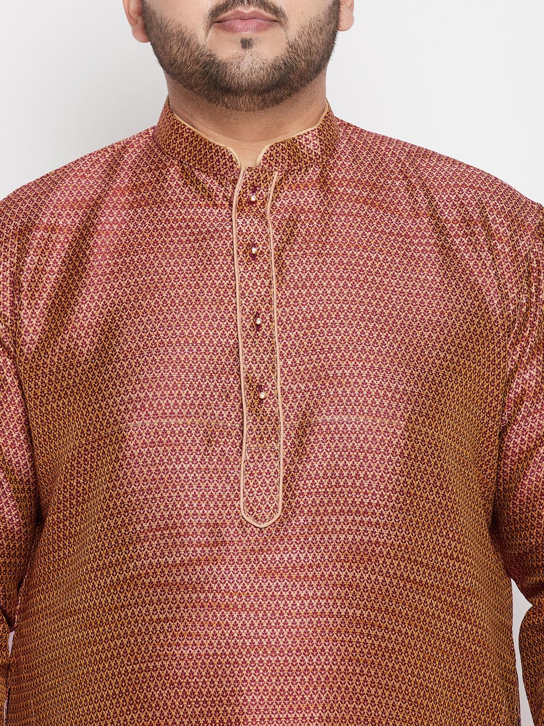 Vastramay Plus Men's Maroon Silk Blend Kurta - 7XL_VPLUSMK047MA_54
