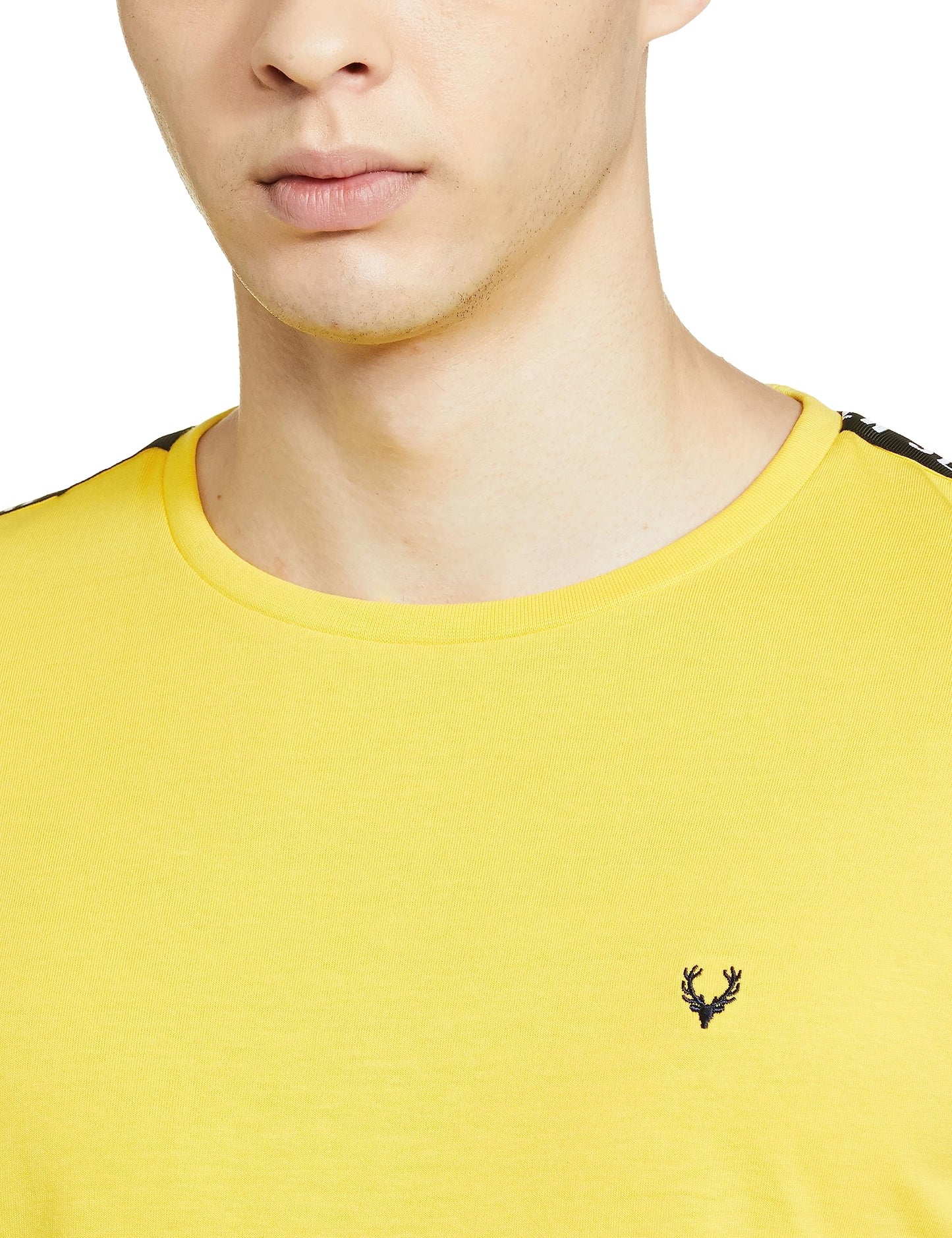 Allen Solly Men's Solid Regular Fit T-Shirt (ASKCCUSGF580342_Yellow L)