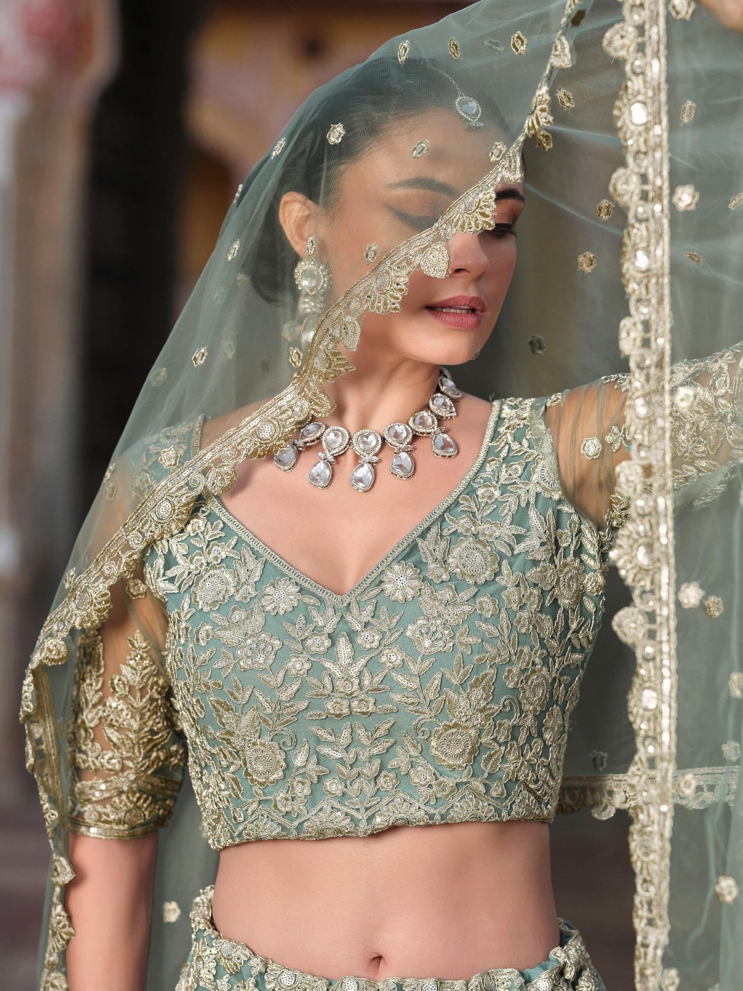 Zeel Clothing Women's Zari Sequins Embroidered Work Soft Net Lehenga Choli With Dupatta (6013-Women-Lehenga-Choli-Latest; Free size) (Yellow) (Pista)