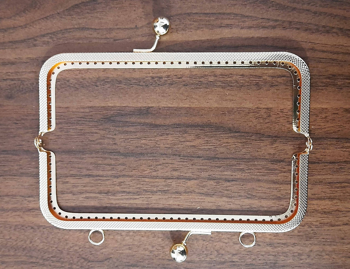 Tia Purse, Clutch Bag Making Metal Frames, Heavy Quality and Premium Finish (Golden Premium Frame -Rectangle-7Inch-4Pc)