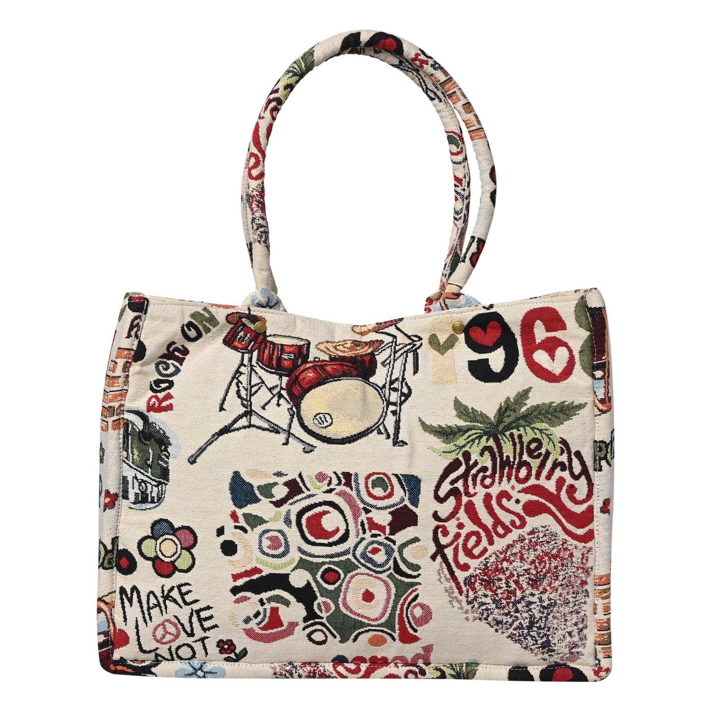 ENSAC Cotton Jacquard Tote Bag for Women, Stylish Handbag for women with Zip Closure | Fit for Office Bag, College, Travel Use | Handcrafted in India