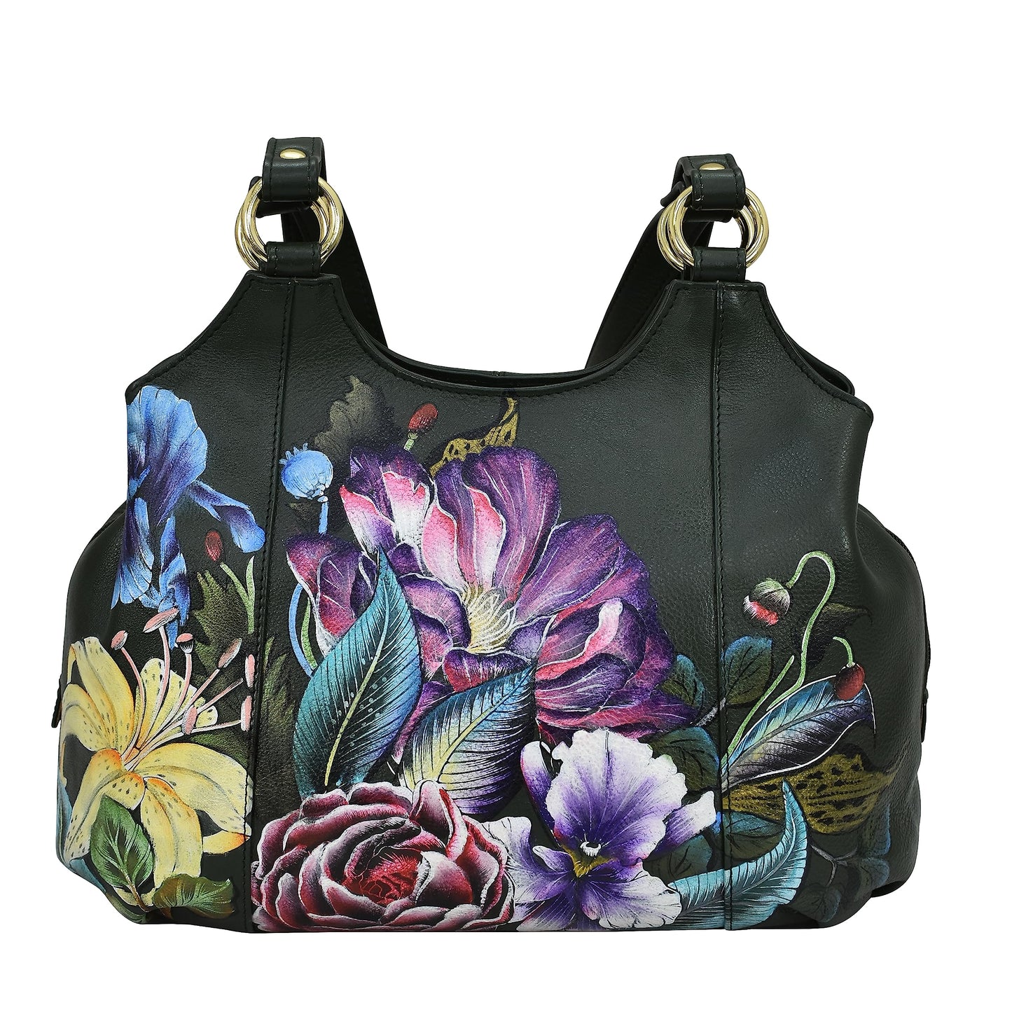 Anuschka Women’s Hand-Painted Genuine Leather Triple Compartment Satchel - Vintage Floral