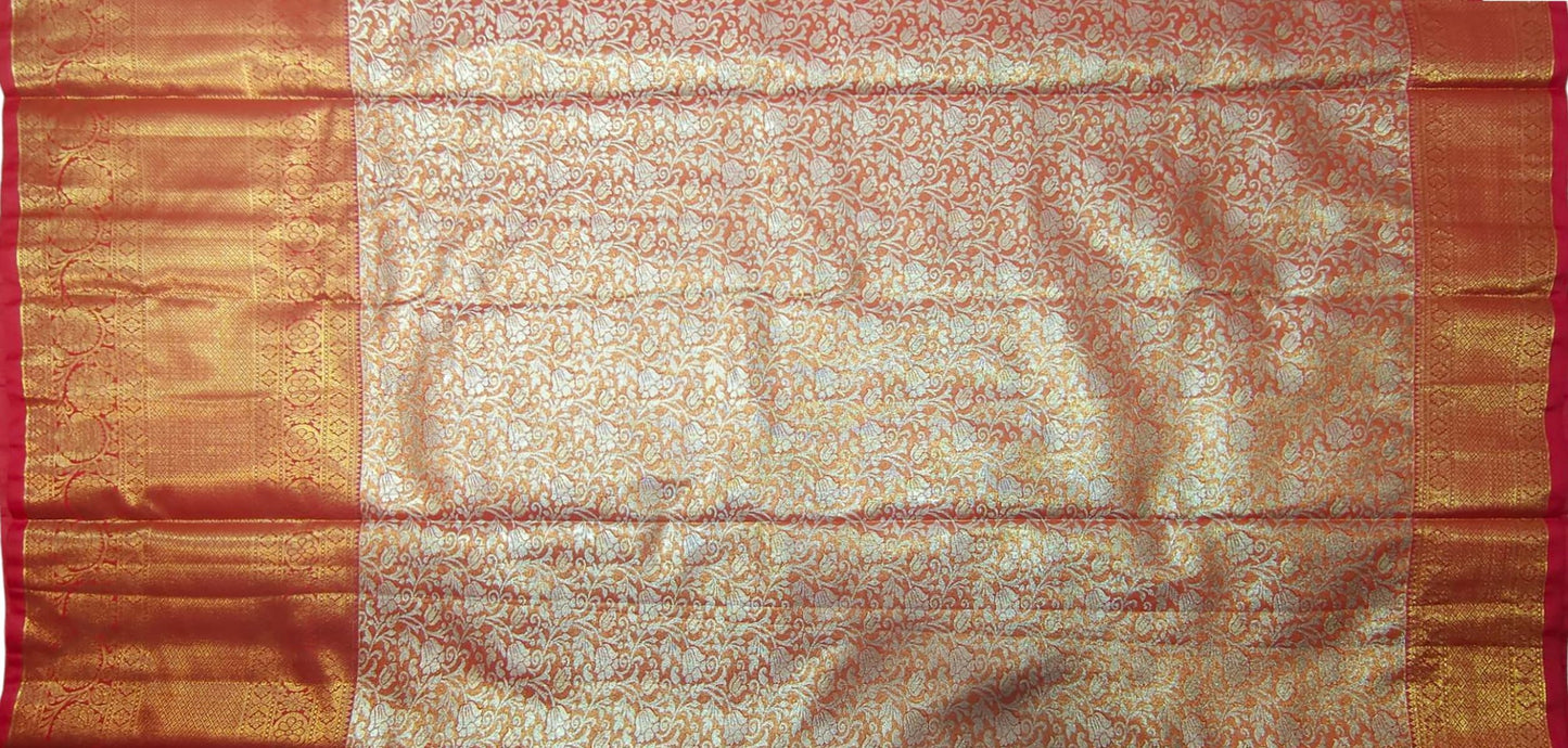 VFCollections Women's Kanchipuram Silk Pure Pattu Sarees With Blouse (VFC568-3)