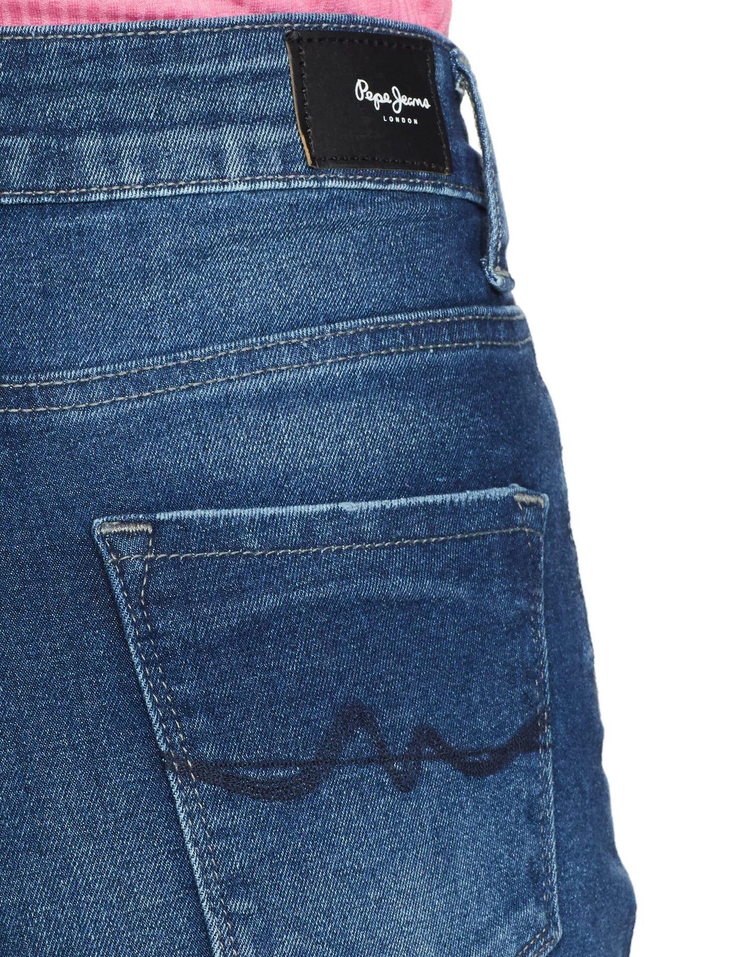 Pepe Jeans Women's High Rise Wide Leg Fit Jeans Dark Used,Blue