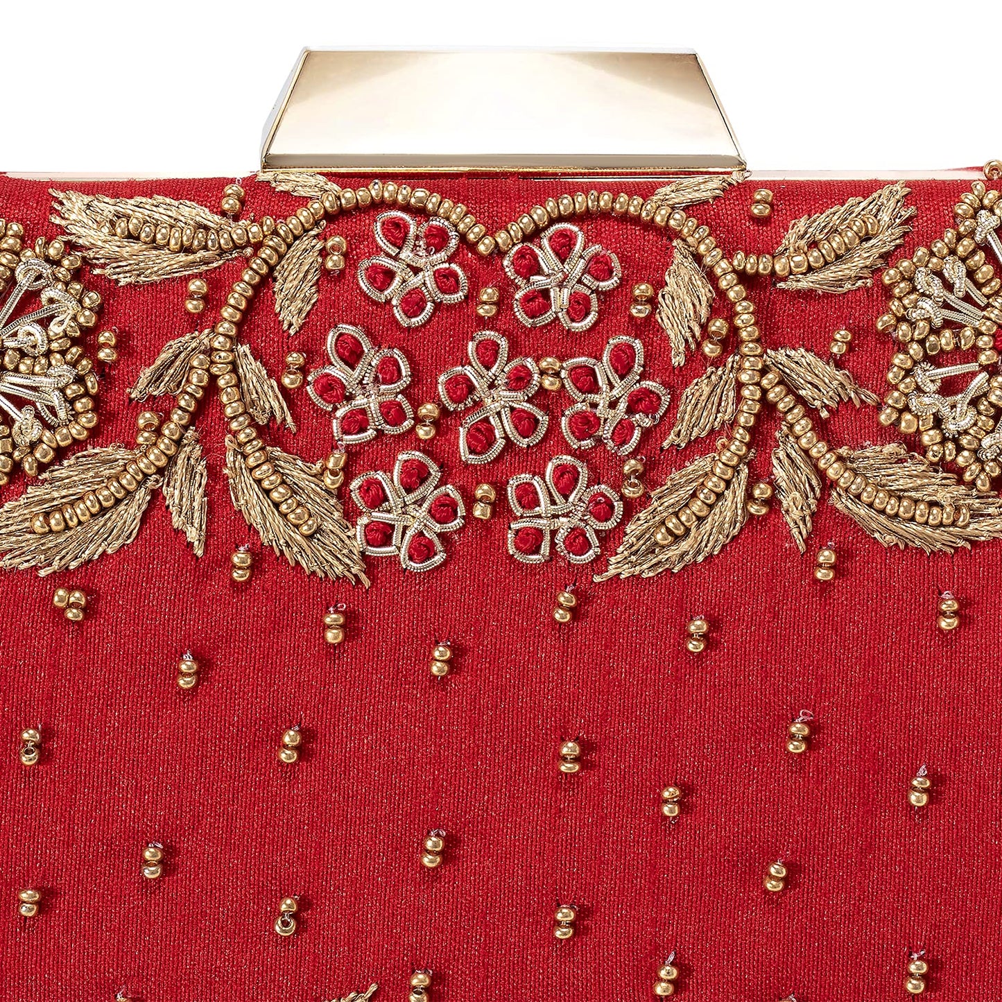 Peora Clutch Purses for Women Wedding Handmade Evening Handbags Party Bridal Clutch (C05R) Red