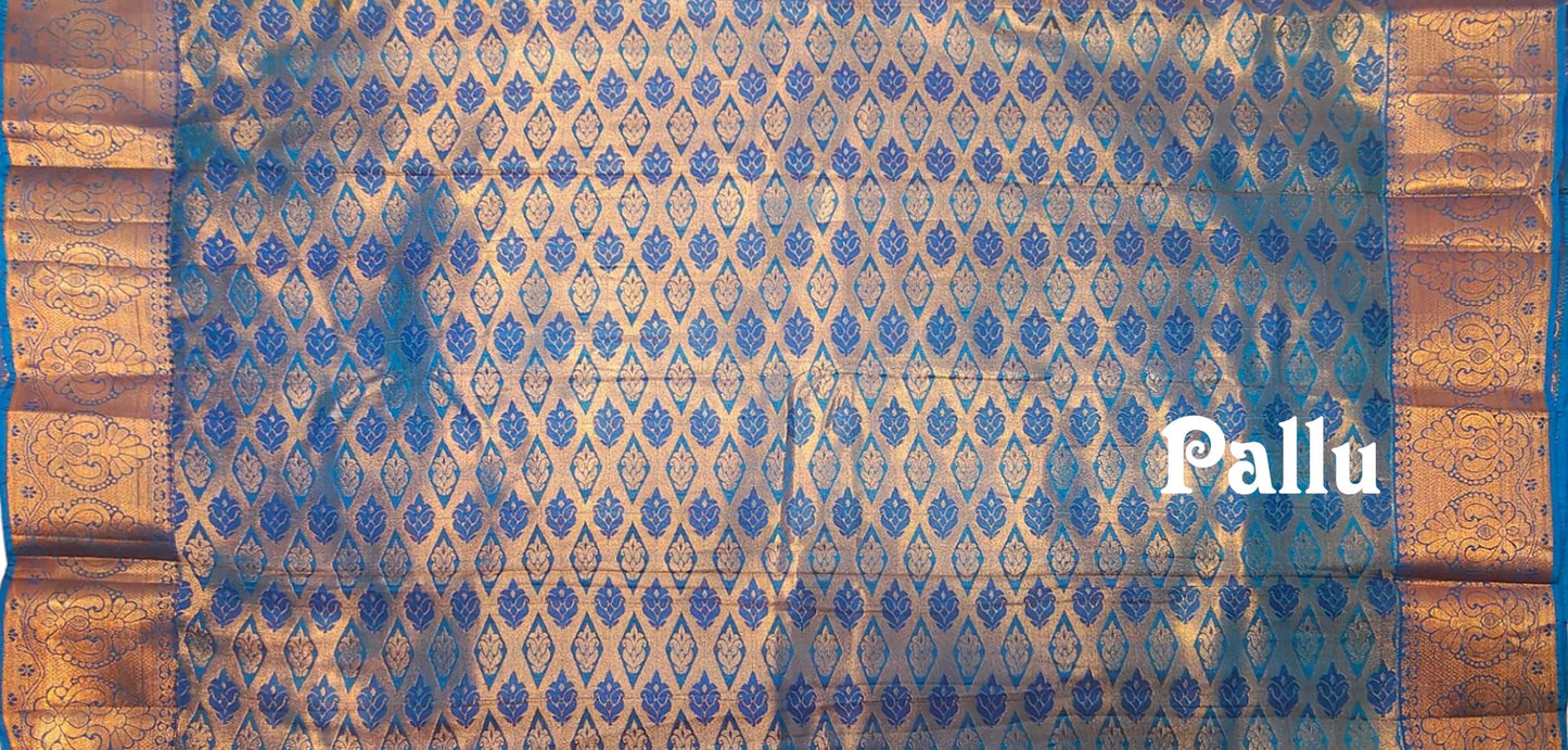 VFCollections Women's Kanchipuram Silk Pure Pattu Sarees With Blouse (Vfc320-118), Multi