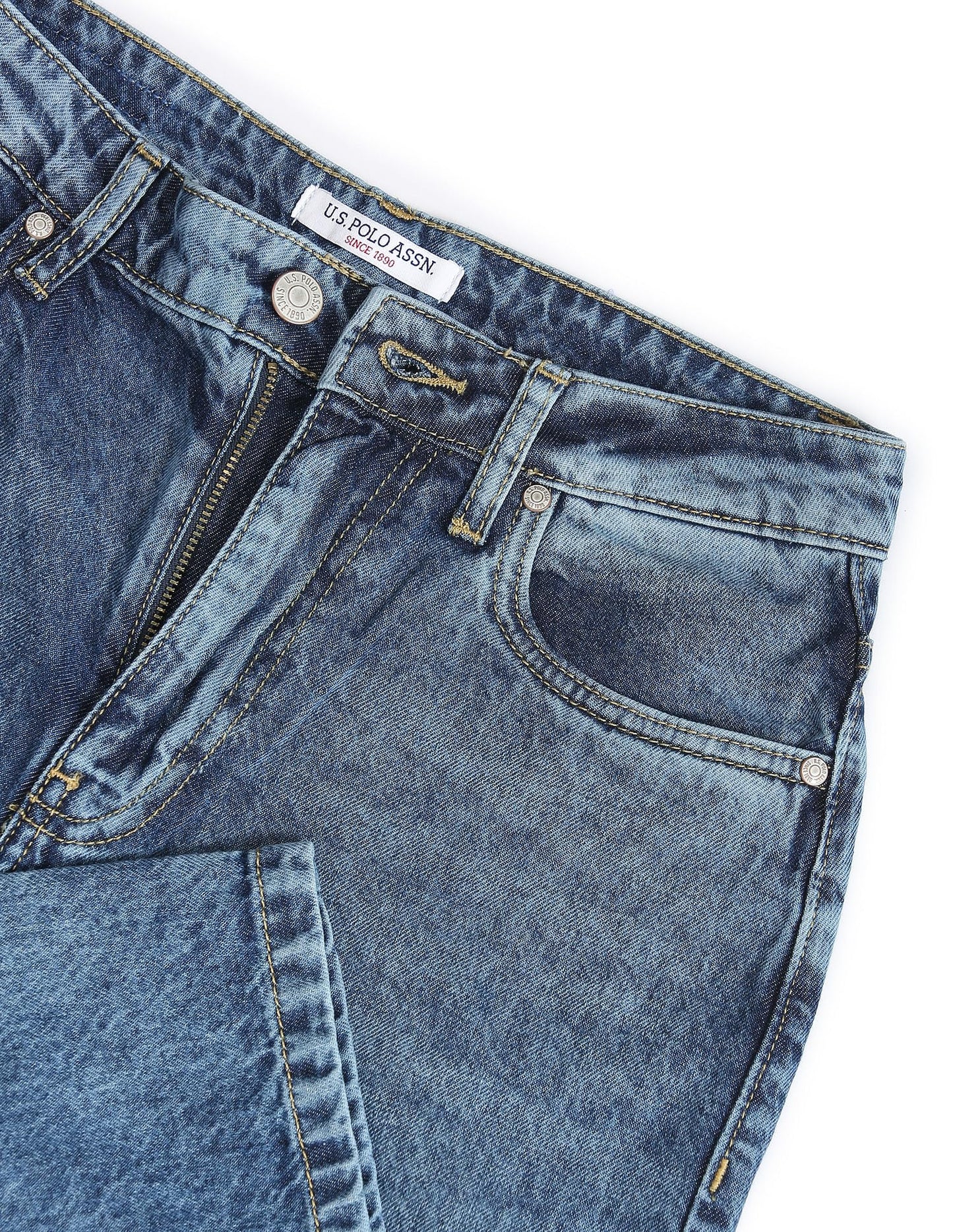 U.S. POLO ASSN. Women's Wide Leg Mid Rise Jeans (UWAW23JN050_Blue_30)