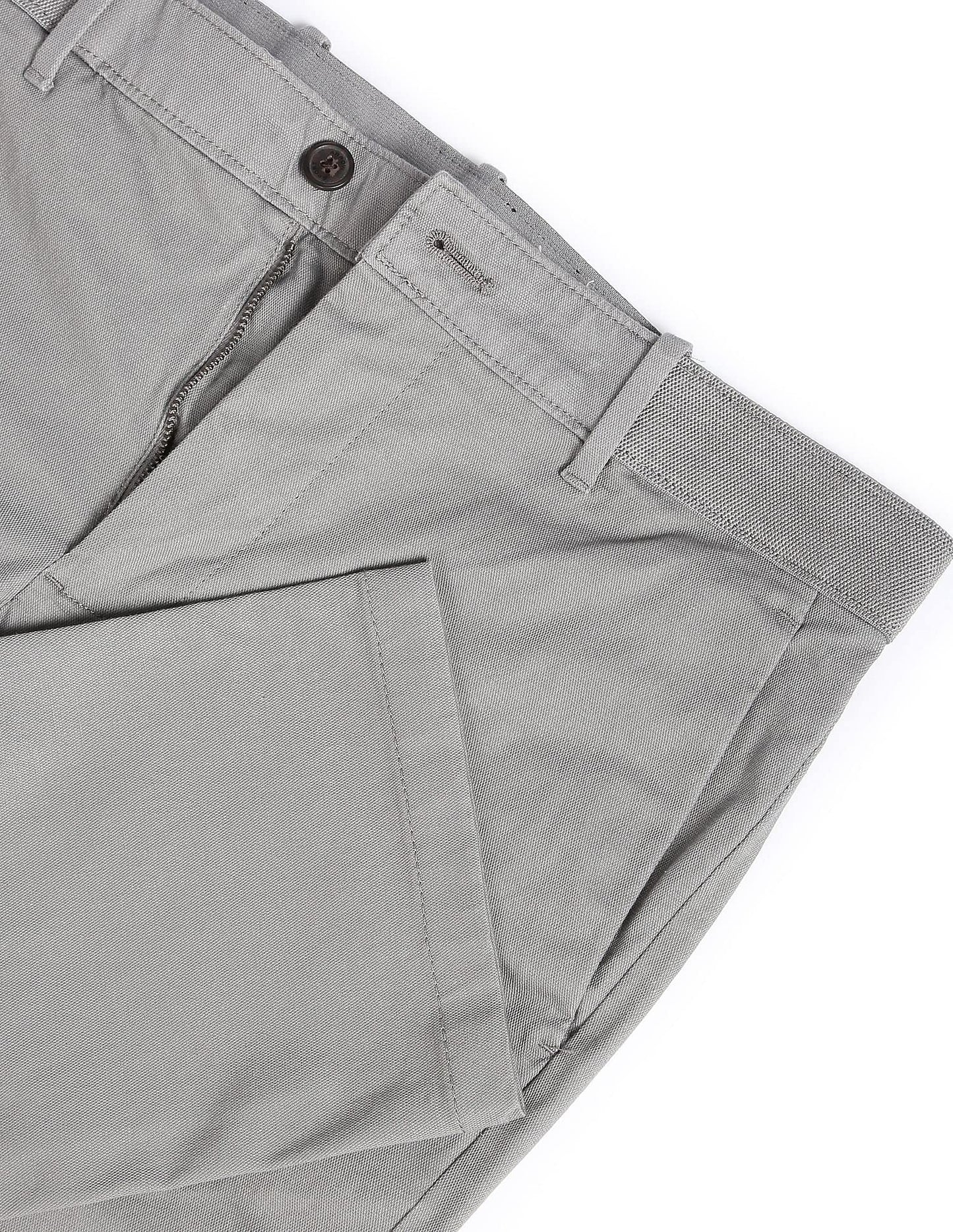 Arrow Men's Solid Slim Fit Acrylic Casual Trouser Grey