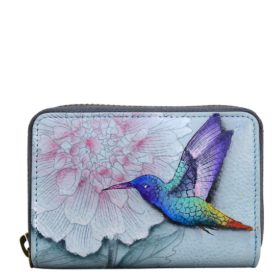 Anuschka Women’s Hand-Painted Genuine Leather Accordion Style Credit and Business Card Holder - Rainbow Birds