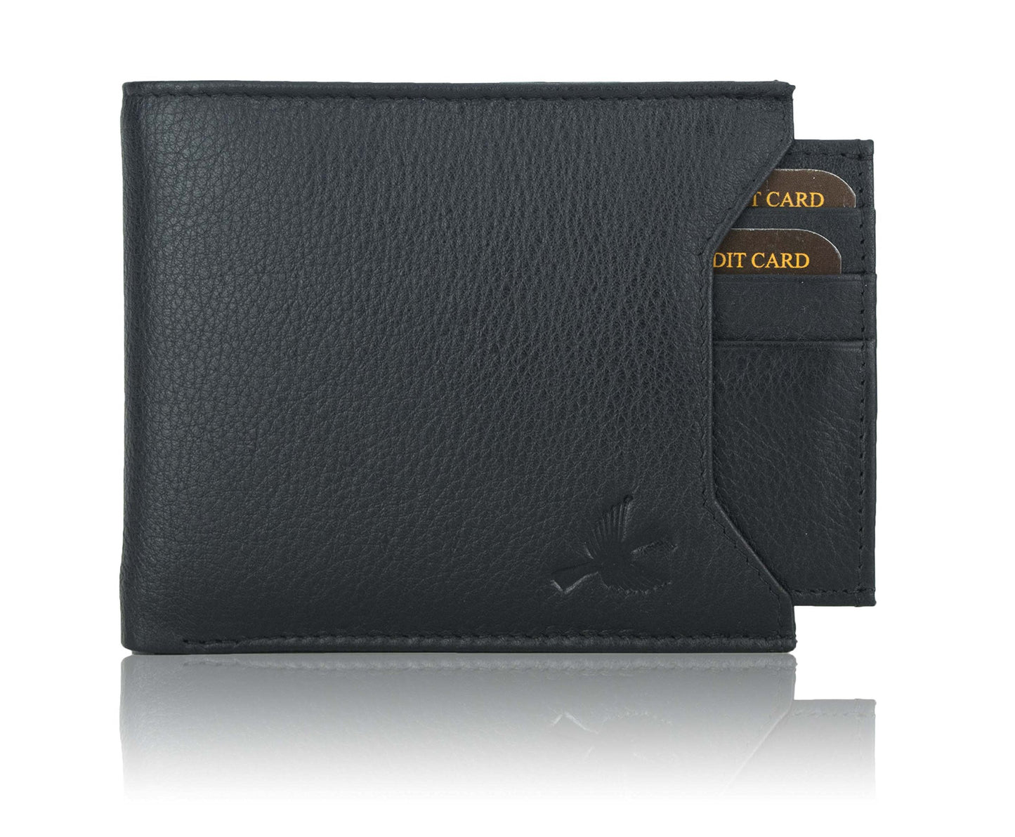 Hornbull Men's Black Wallet Navy Keyring and Black Belt Combo BW10491