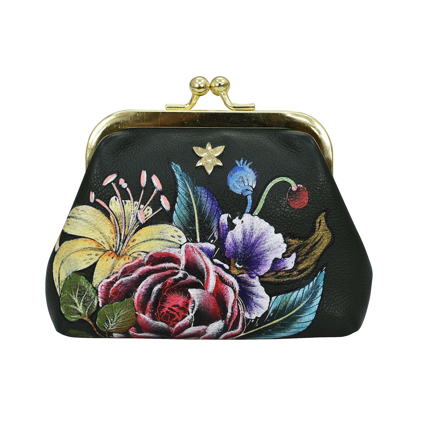 Anuschka Women’s Hand-Painted Genuine Leather Clasp Pouch with Key Fobs - Vintage Floral