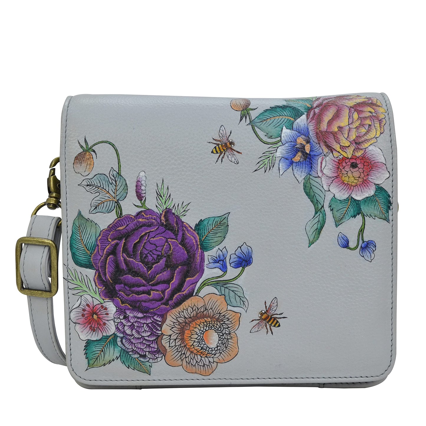 Anuschka Women’s Hand-Painted Genuine Leather Small Messenger - Floral Charm