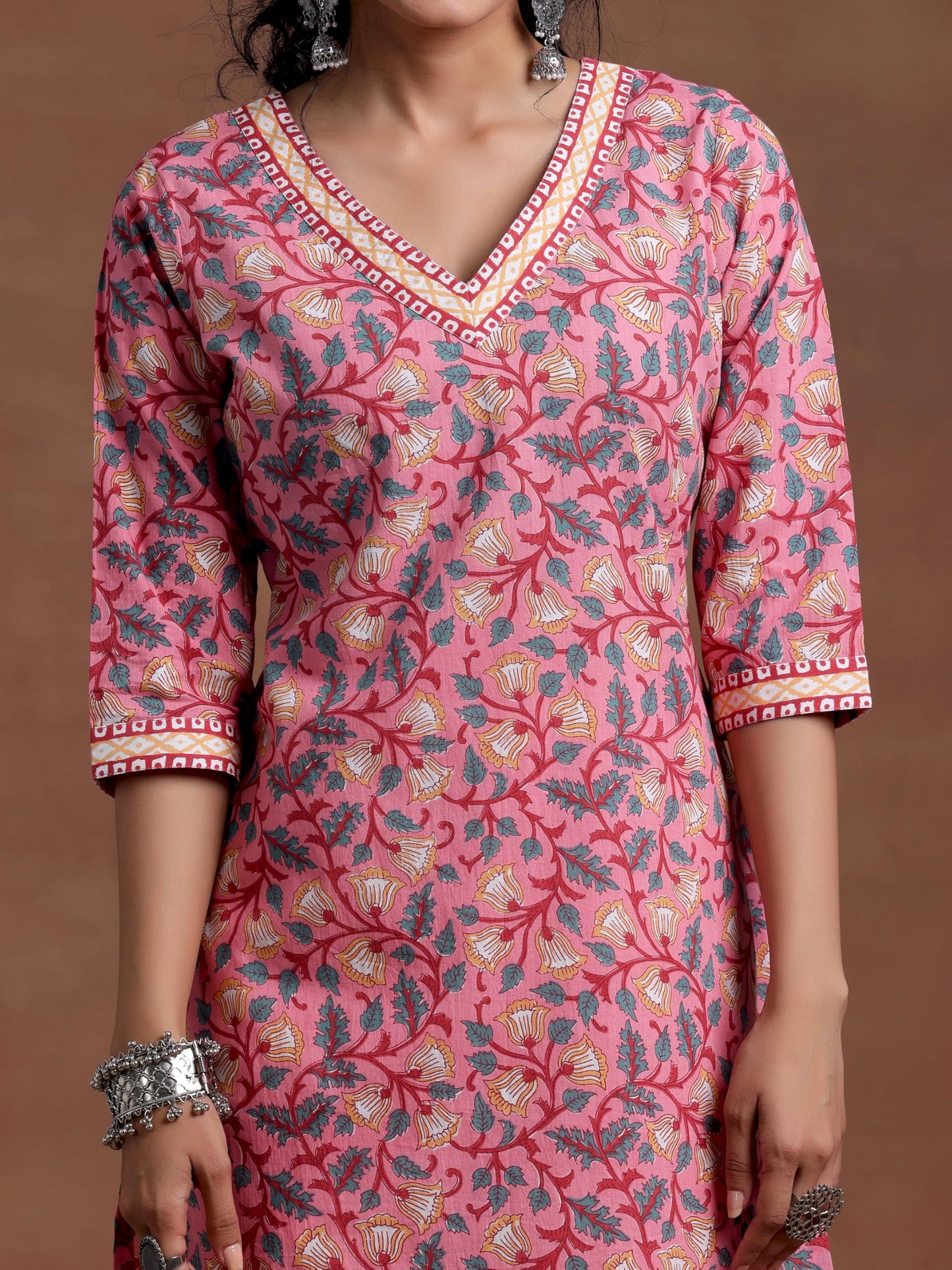 Libas Womens Printed Cotton Straight Kurta With Salwar and Dupatta