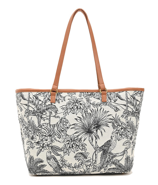 Boho Girl Toile Floral Tote for Women/Girl | Handbags with Double Handle | Printed Totes for Women | Ladies Purse | College Bag for Girls (Black)