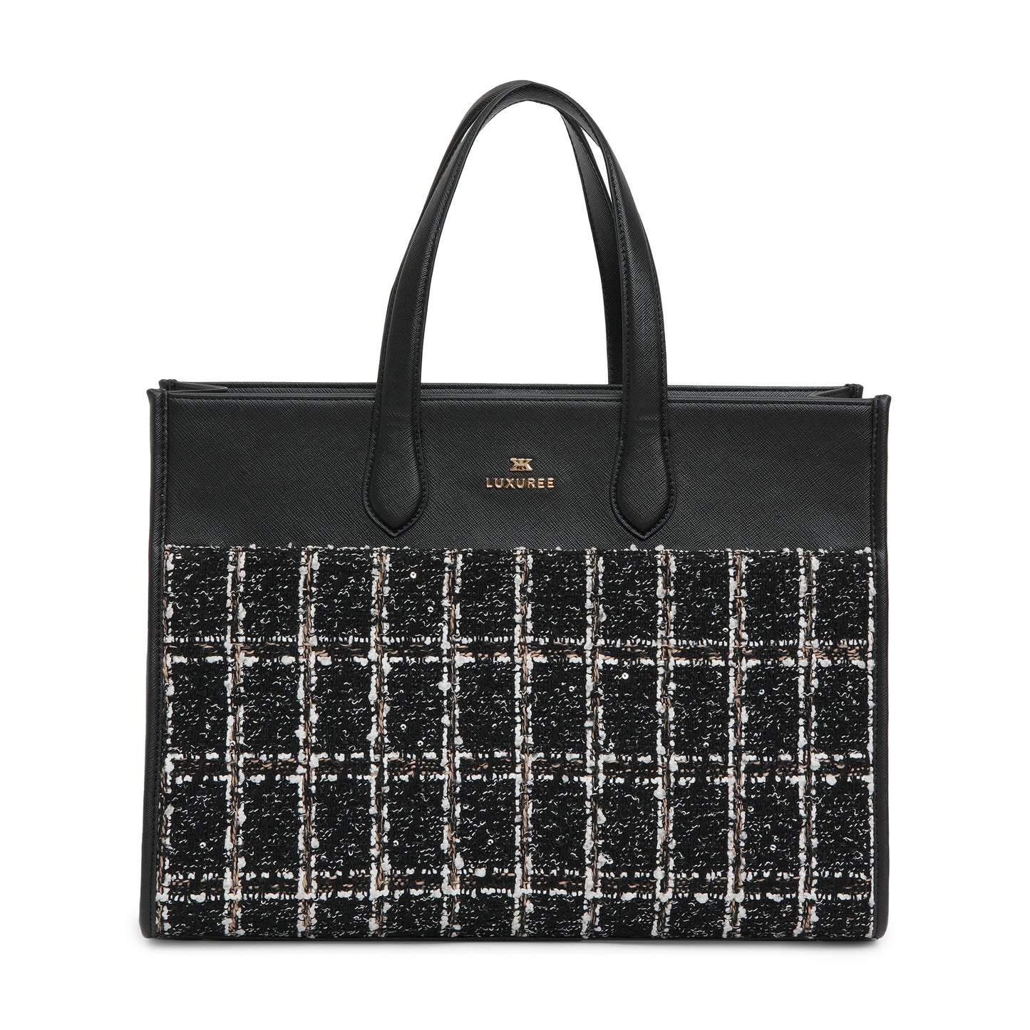 KLEIO Tweed Tote Hand Bag with laptop Compartment and a Zip Closure for Office Women
