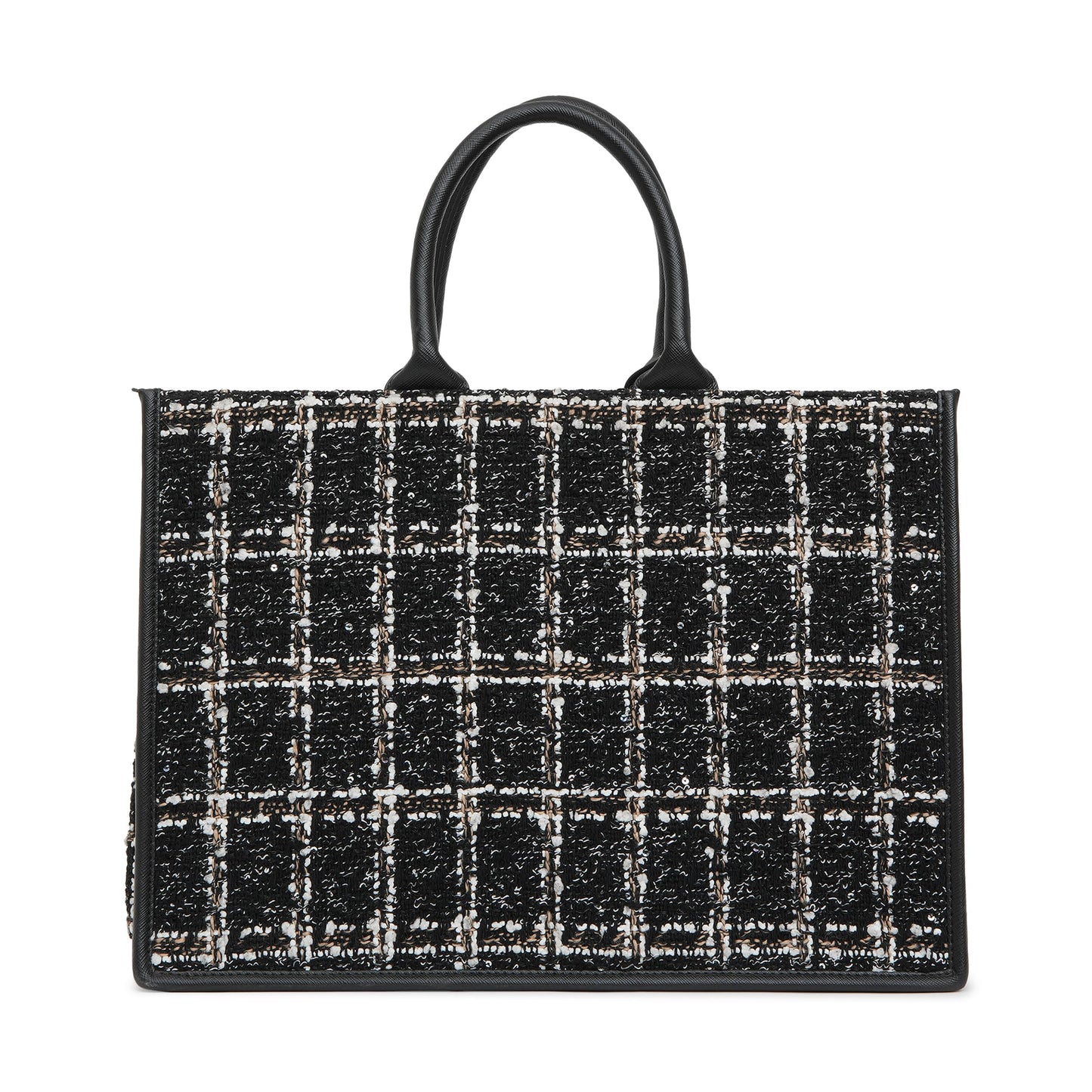 KLEIO Tweed Tote hand Bag with a laptop Compartment and Zip Closure for Work Office Women