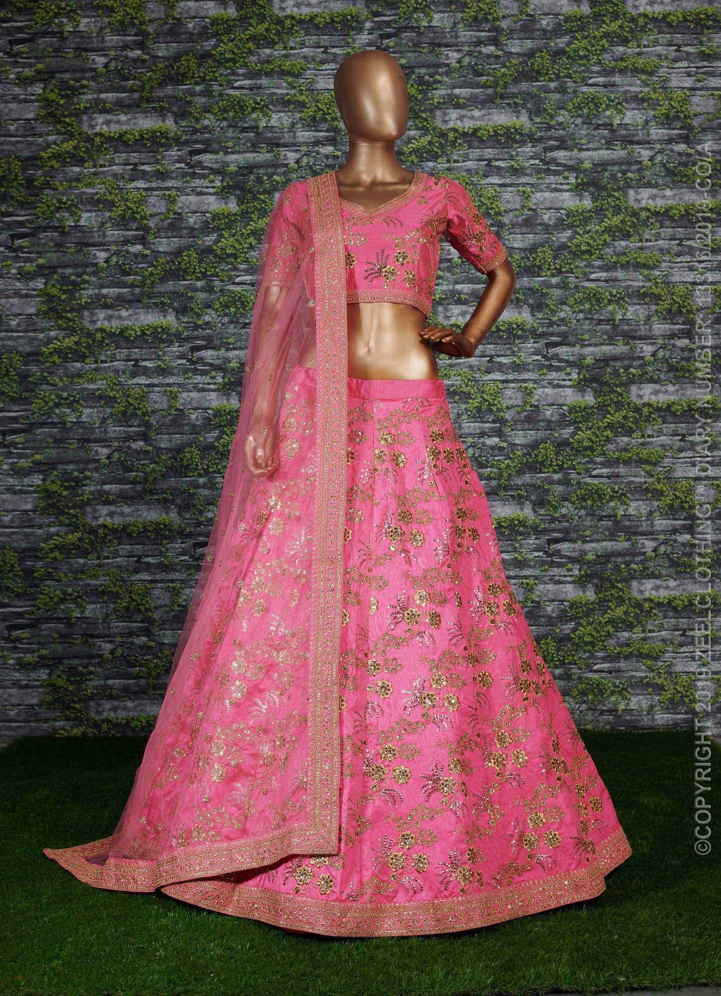 Zeel Clothing Women's Heavy Embroidered Art Silk Semi Stitched Lehenga Choli With Dupatta (7028-Pink-New-Wedding-Designer-Lehenga, Free Size)