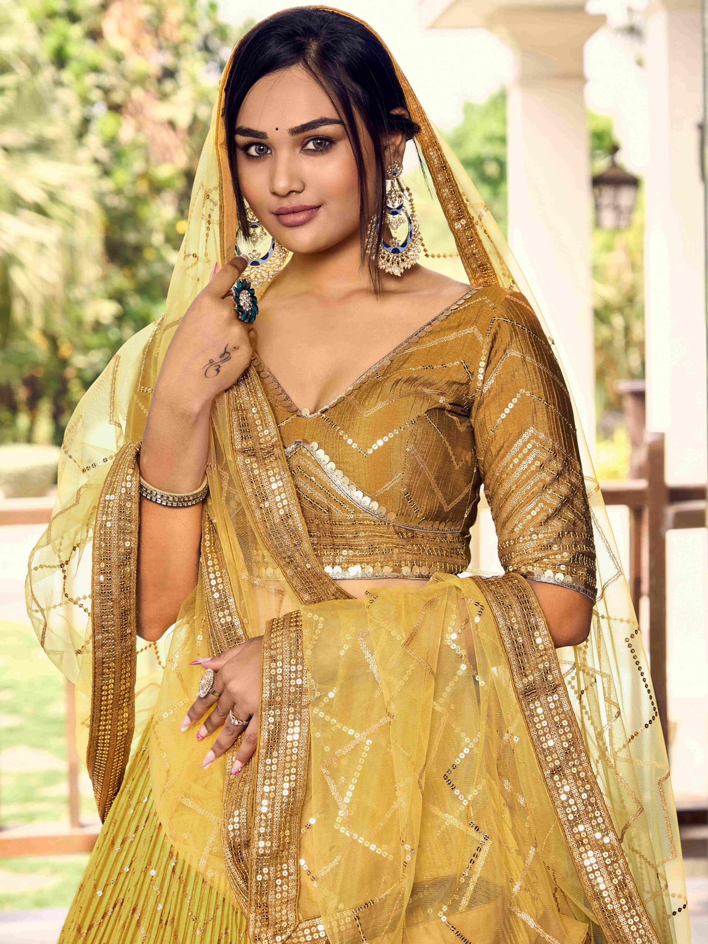 Zeel Clothing Women's Zari & Sequins Embroidered Art Silk New Semi-Stitched Lehenga Choli With Dupatta (5057-Yellow-Womens-Lehenga-Choli-Latest; Free Size)