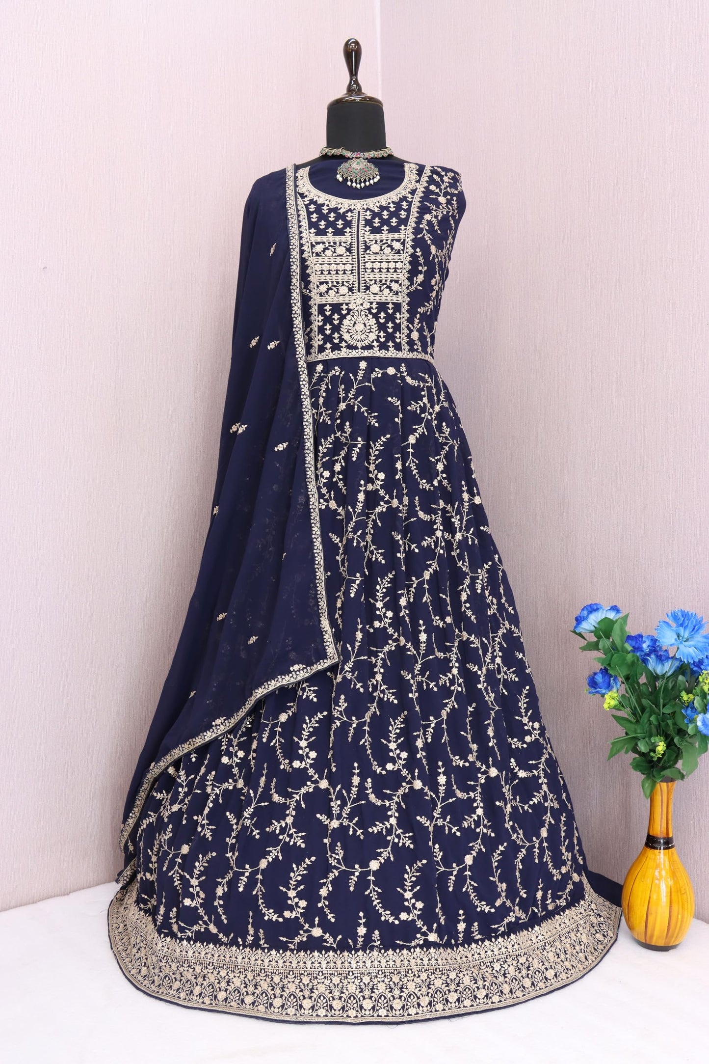 RUDRAPRAYAG Anarkali Georgette and Santoon Gown for Women | Long Anarkali Gown for Women Semi-Stitched 2024