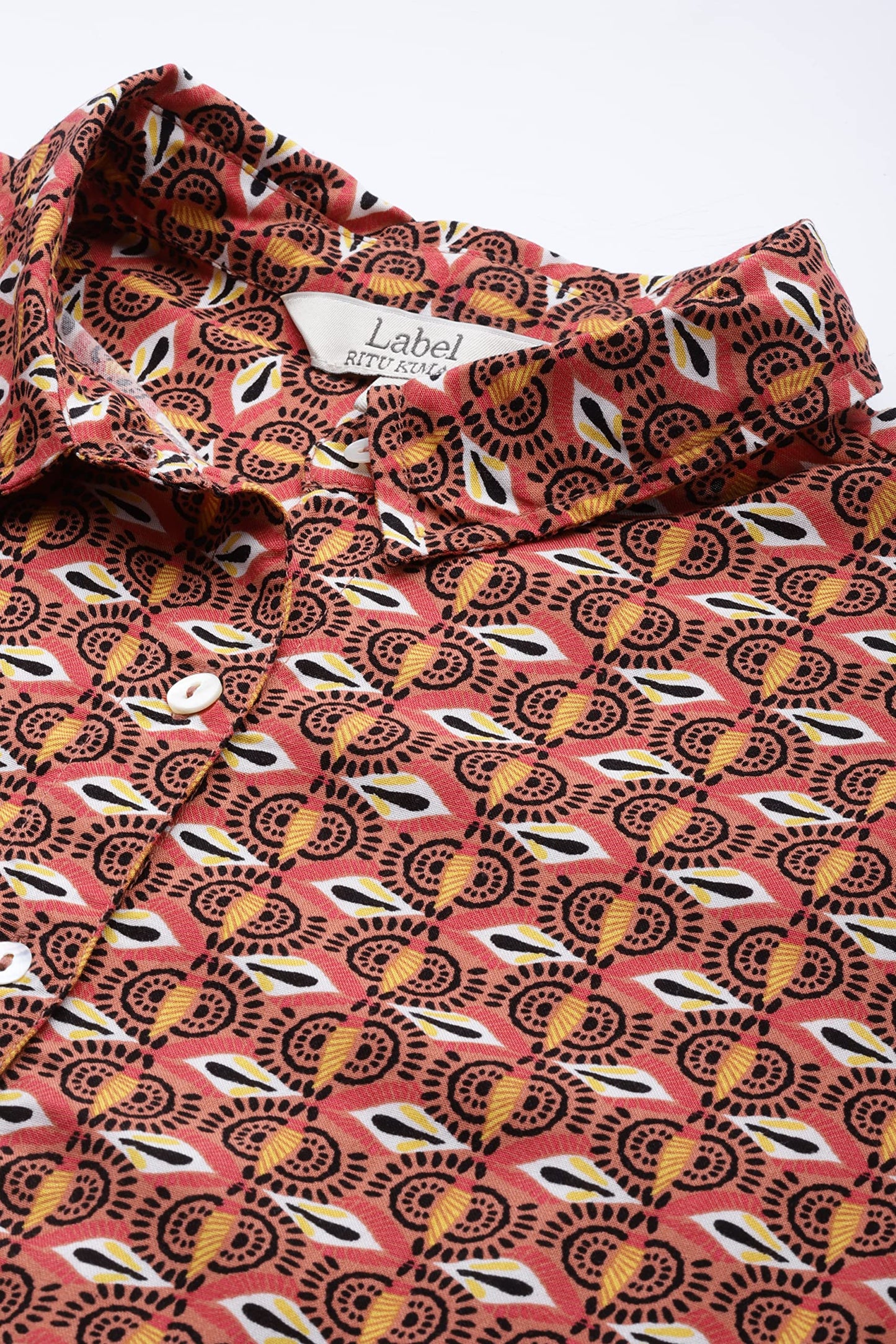 Label RITU KUMAR Peach Geometric Shirt