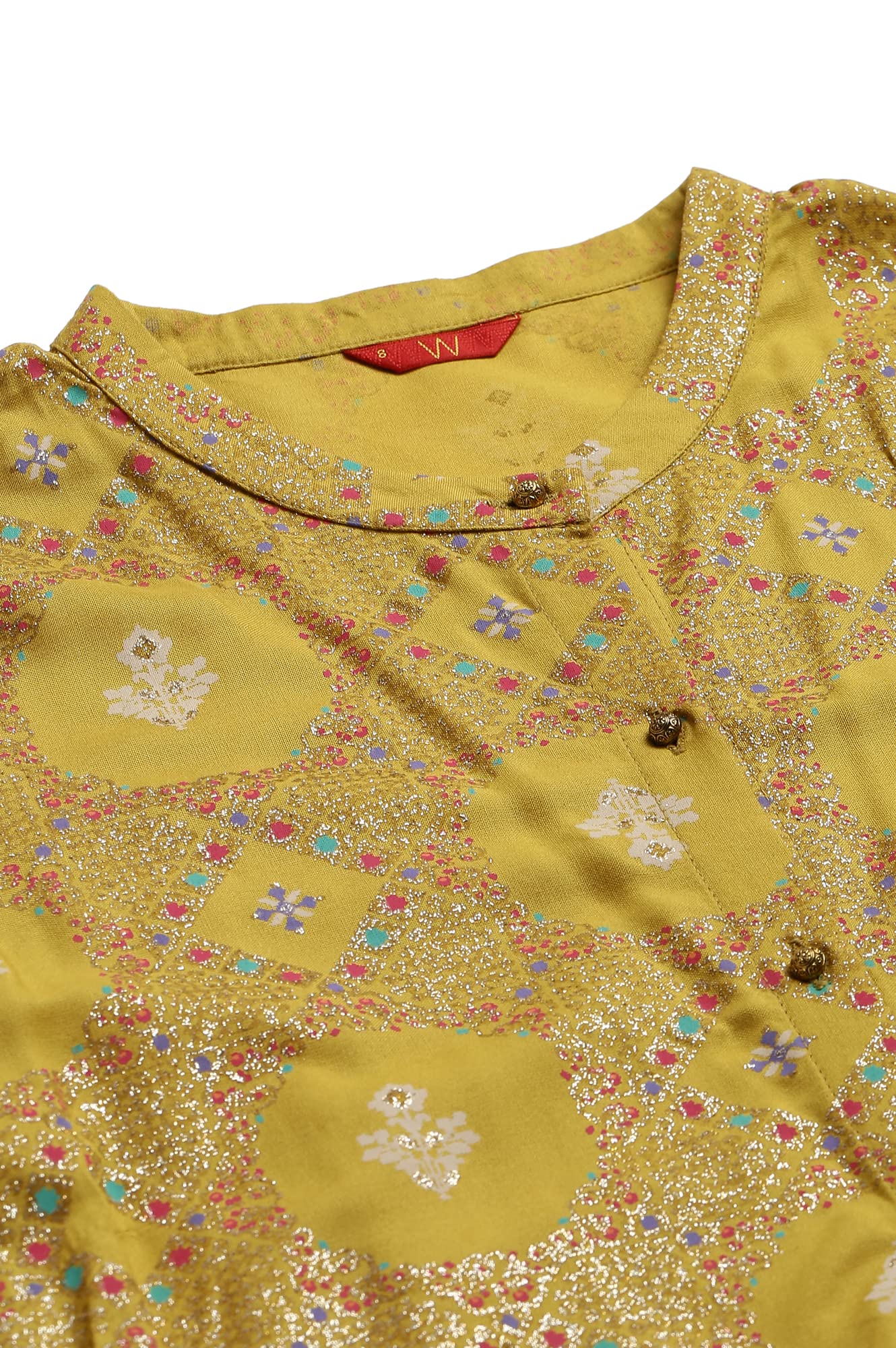 W for Woman Yellow Button Down A-line Kurta