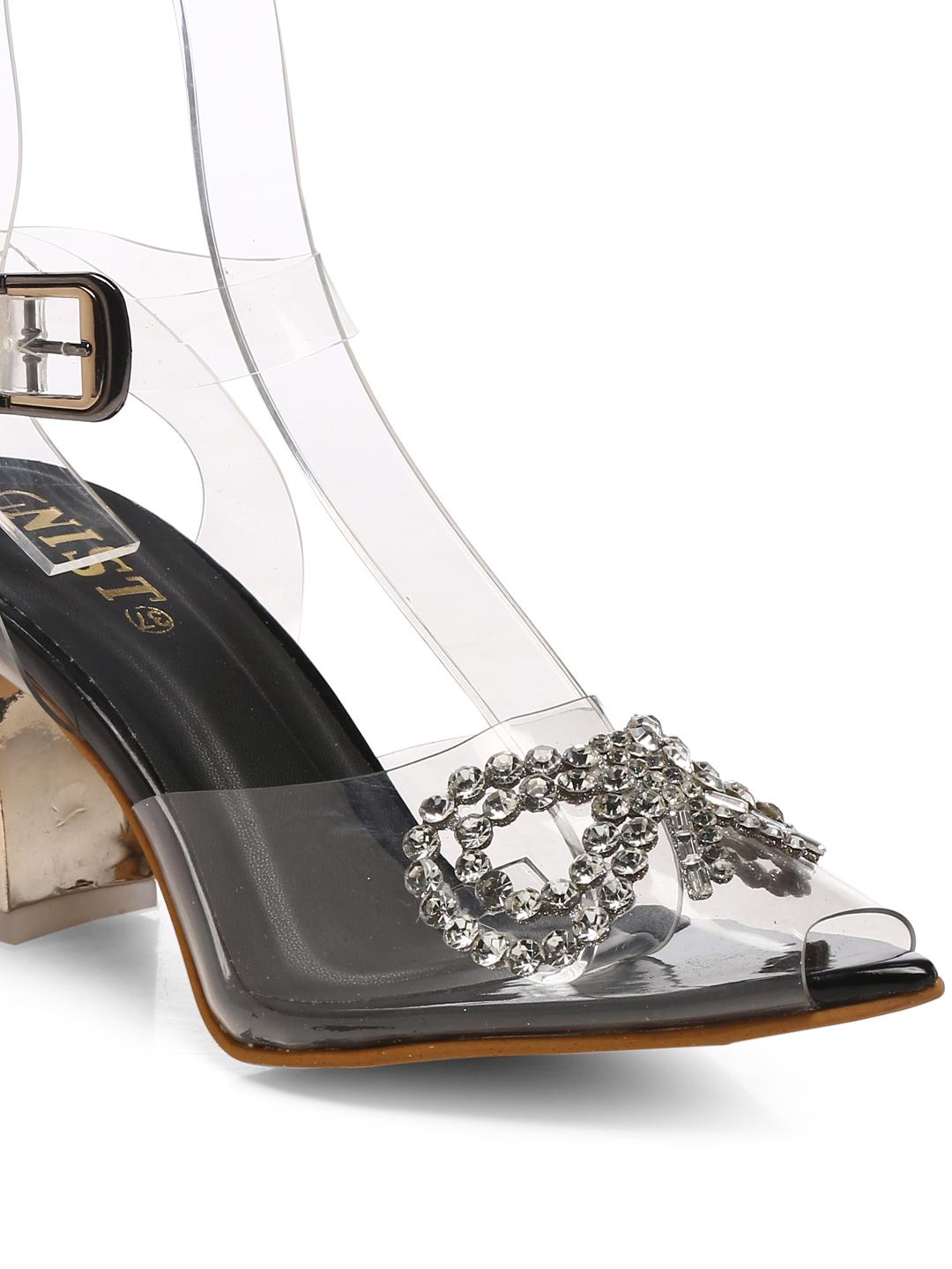 Black Rhinestone Embellished Block