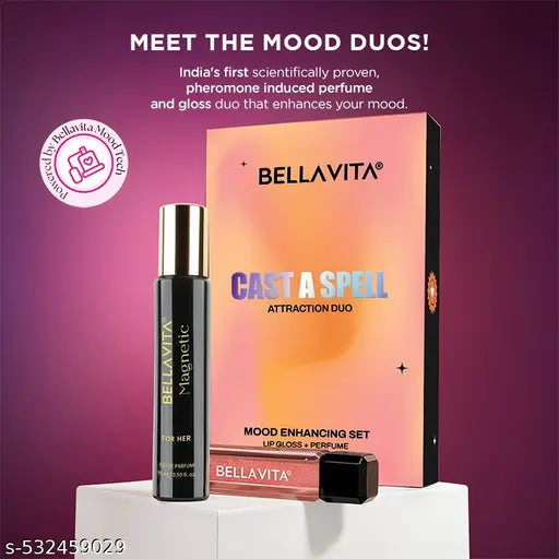 Bella Vita Mood Enhancing Cast A Spell  Magnetic for Her 15 ml +  Lip Gloss 4ml Gift  Set