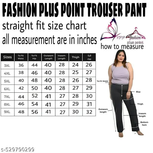 Women's plus size office pants   stretchable fabric, these trousers offer a perfect fit for all-day wear. The tailored silhouette creates a sleek, polished look,