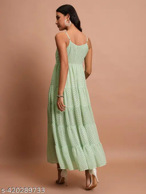 Ketch Women Green Self Design Maxi Dress