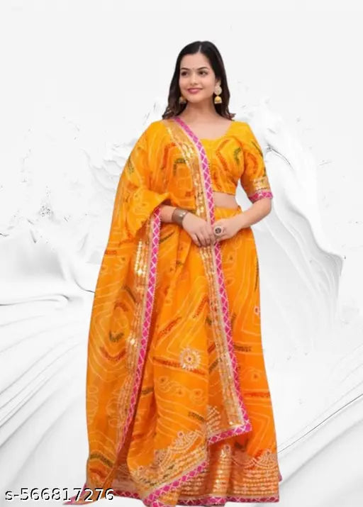 YELLOW TRADITIONAL SILK CHANIYA CHOLI / LEHENGA CHOLI
