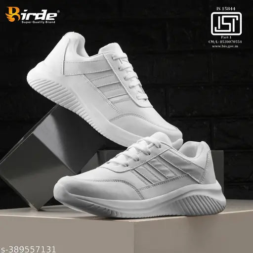 Birde Stylish White  School Shoes With Memory Foam for Men/Boys | Running Shoes ,Sports Shoes And Cricket Shoes For Men's