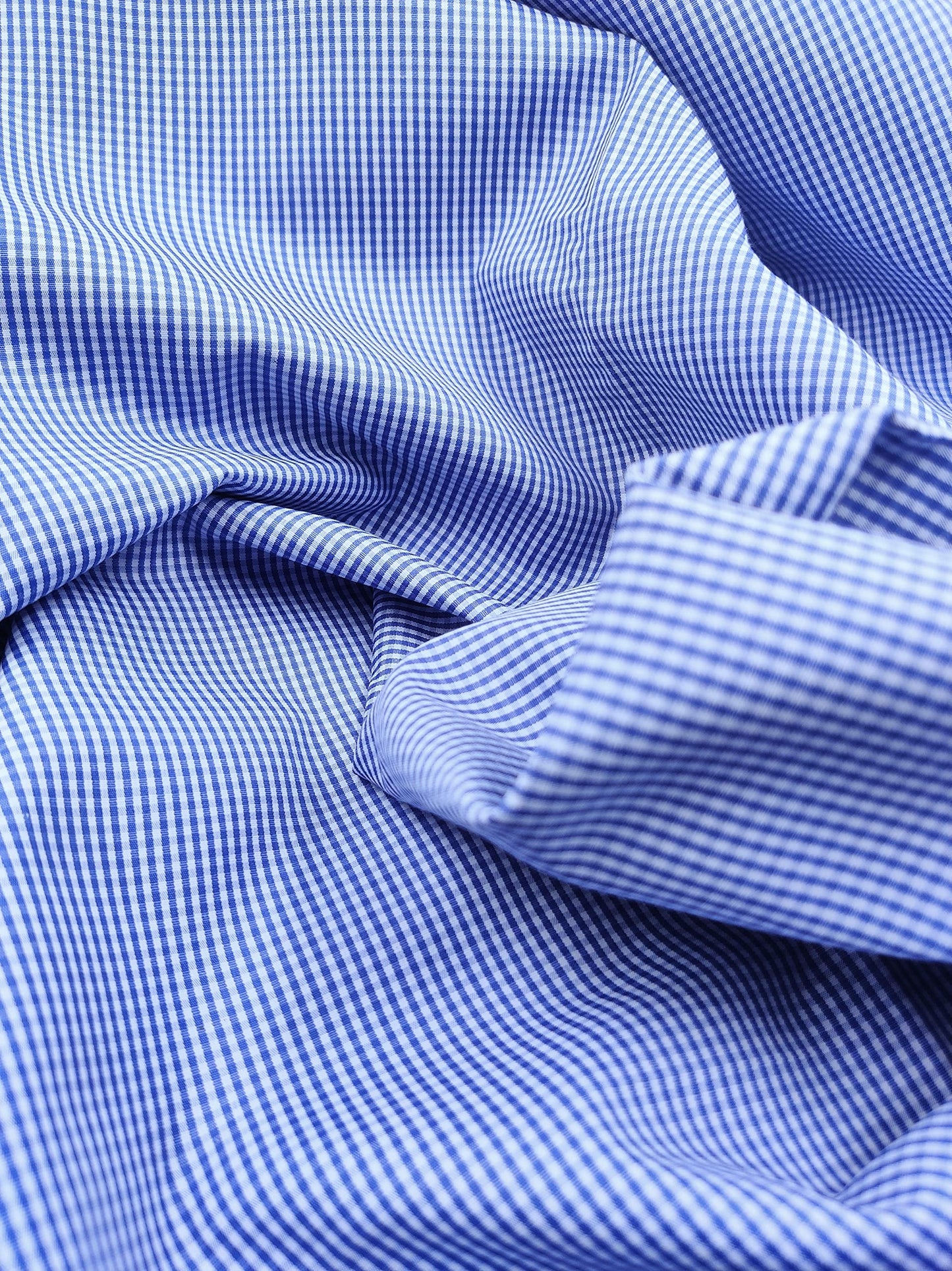 JHABAK'S Checkered Shirt and Trouser Fabric 20 - Polycotton Material - 2.25m Shirt Cloth - 1.20m Pant Piece for Men (Very Small Blue and White Checks)