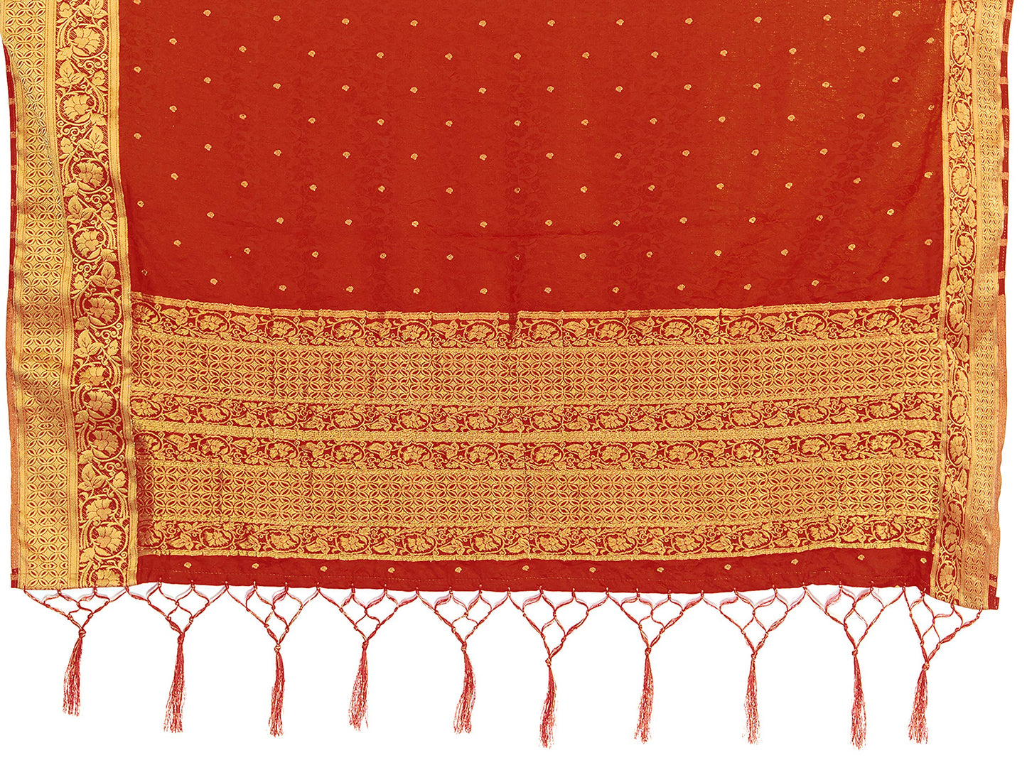 Vardha Women's Banarasi Satin Silk Saree with Unstitched Blouse Piece - Zari Woven Work Sarees for Wedding (172, Red)