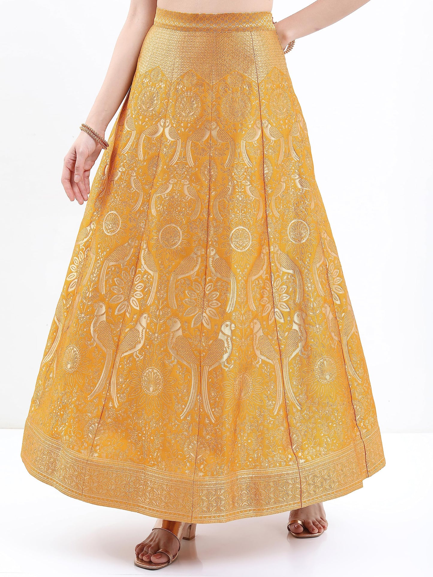 KETCH Women's Polyester Ethnic Set (KHK3000710_Yellow_S)