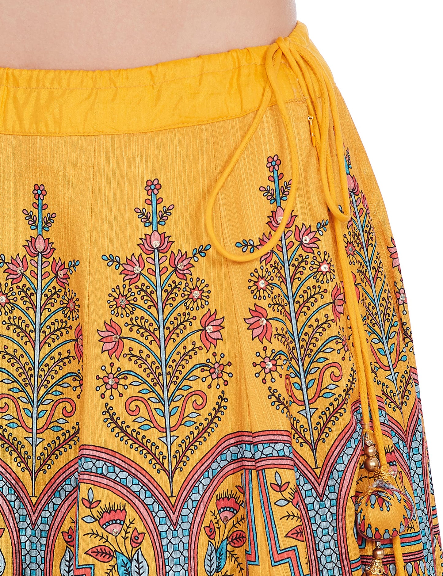 BIBA Polyester Contemporary Skirt (Twirl TR16370_Yellow_M)