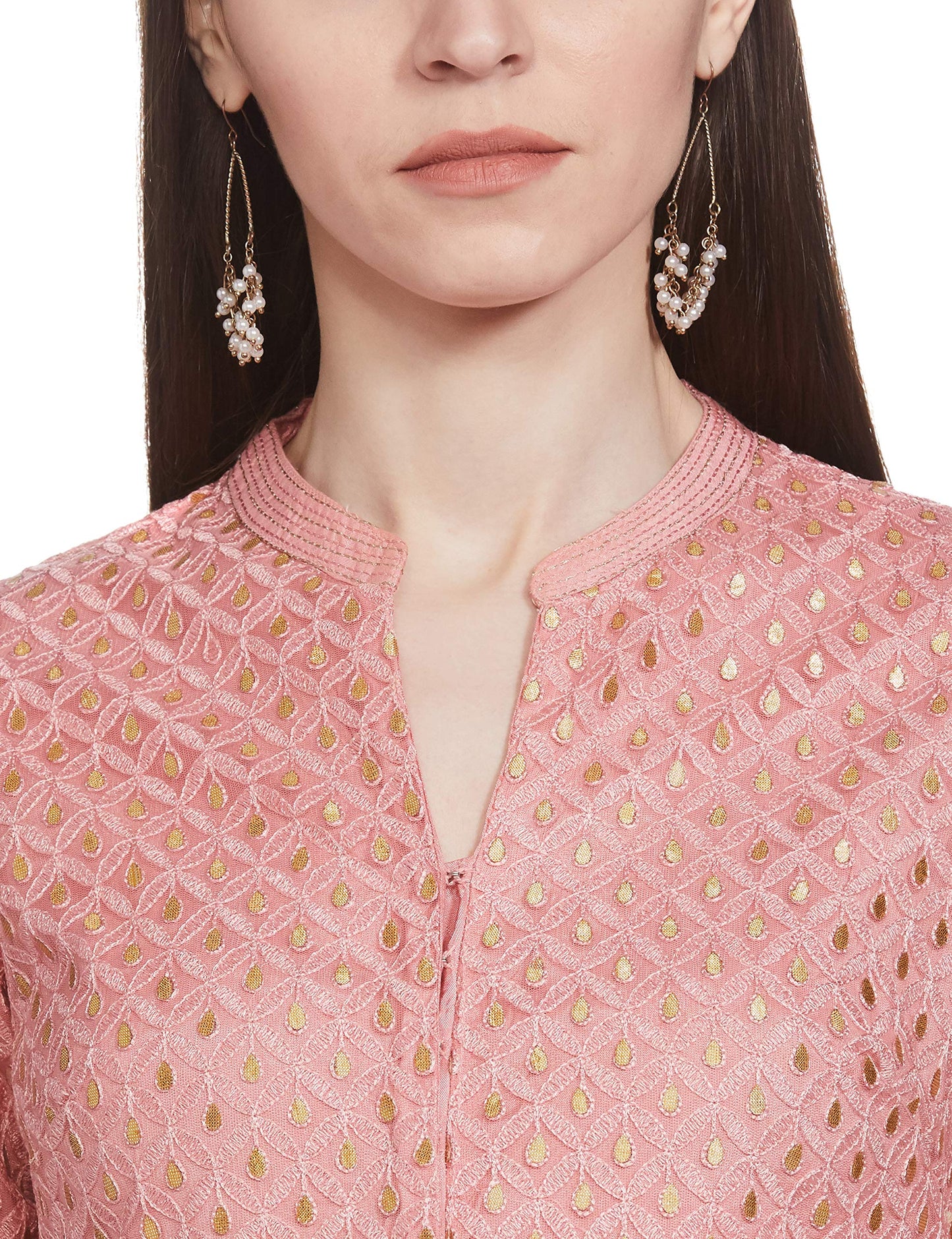 BIBA Women's Synthetic Salwar Suit Set (SKD646336_Dusky Pink_L)