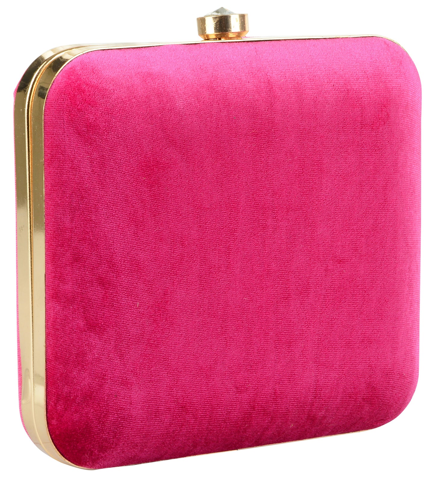 TOOBA Women's Oval Stone Square Box Clutch (Hot Pink, rani oval stone 6x6)