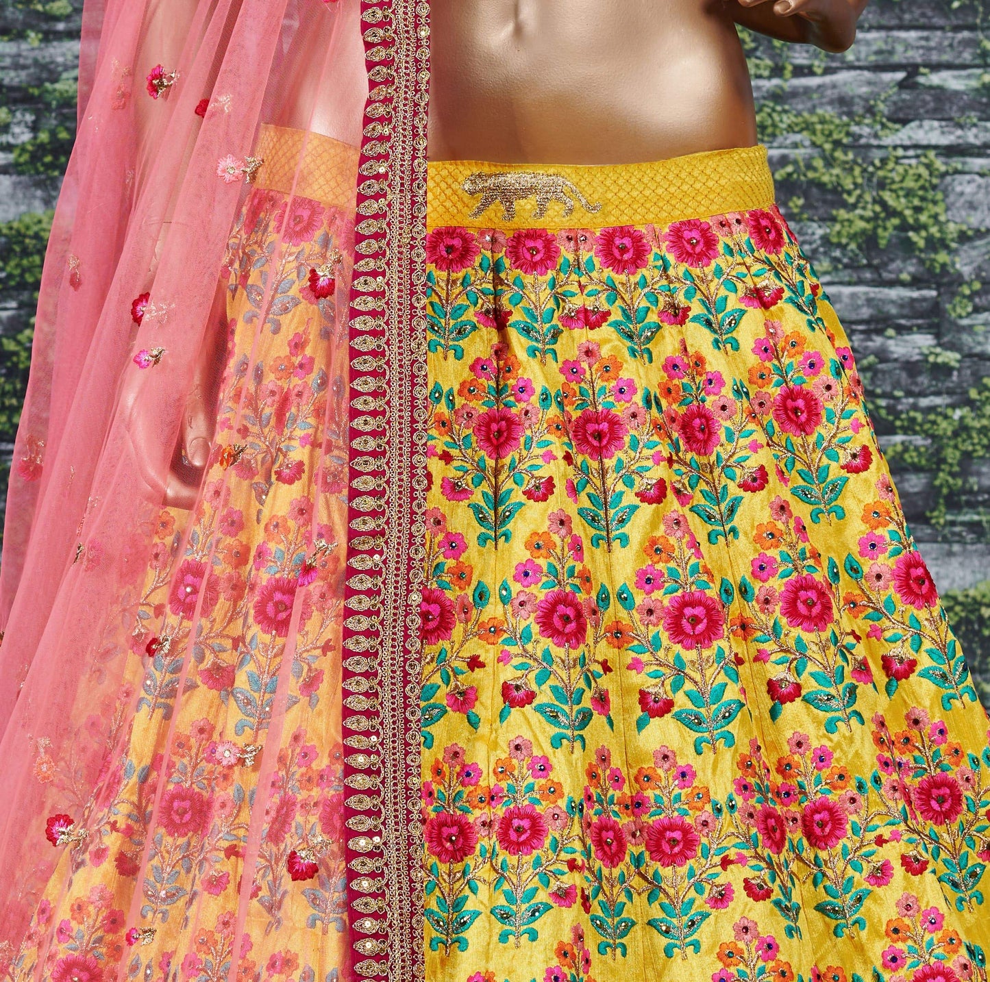 Zeel Clothing Women's Faux Silk Semi stitched Lehenga Choli (7031-Yellow-Latest-Bridal-Lehenga_Haldi Yellow_Free Size)