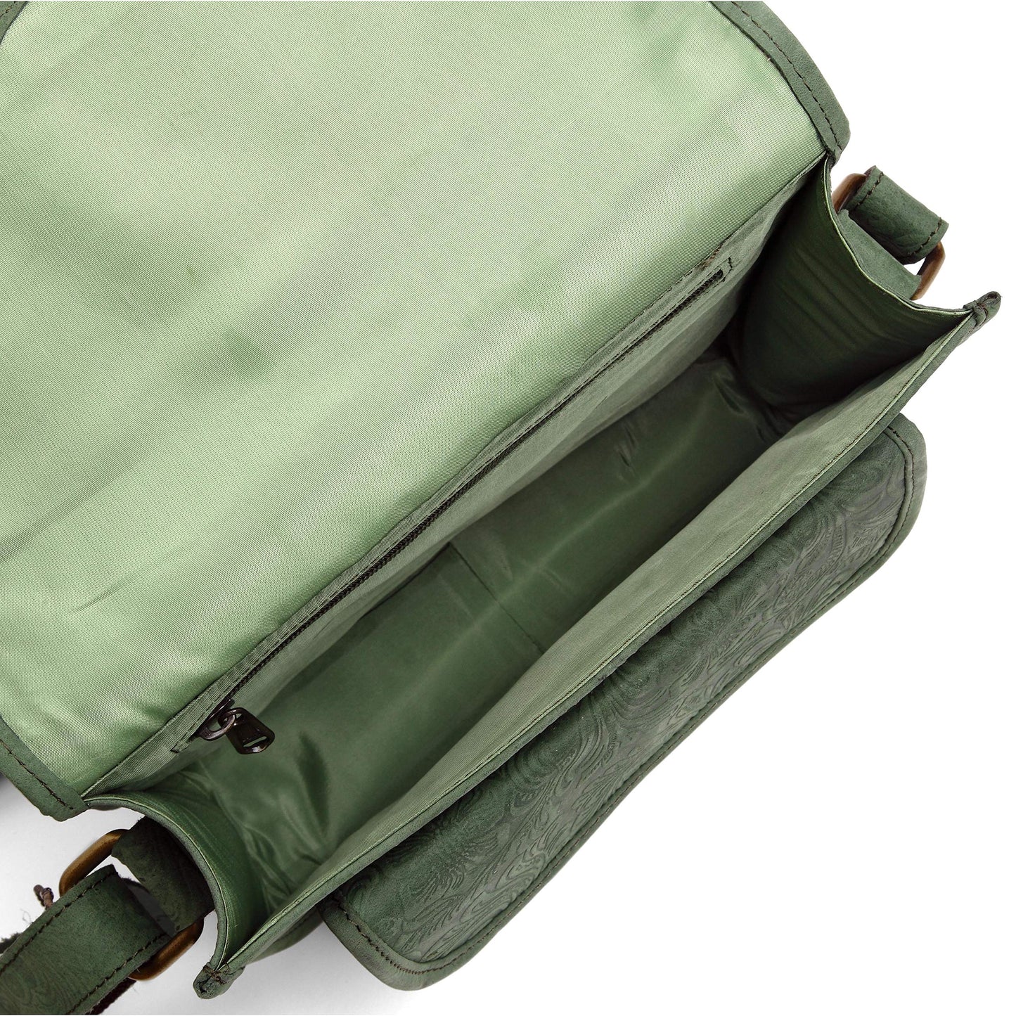 Crossbody Bags for Women-Premium Leather Vintage Fashion Purse with Adjustable Strap (Distressed Printed Green)