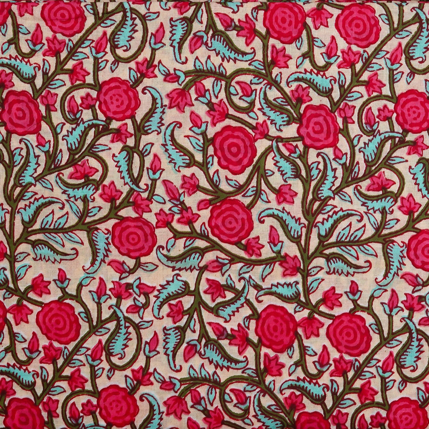 Kwatchi Kwathi Woman's & Girls White Red Floral Printed Unstitched Pure Cotton Suit & Dress Material